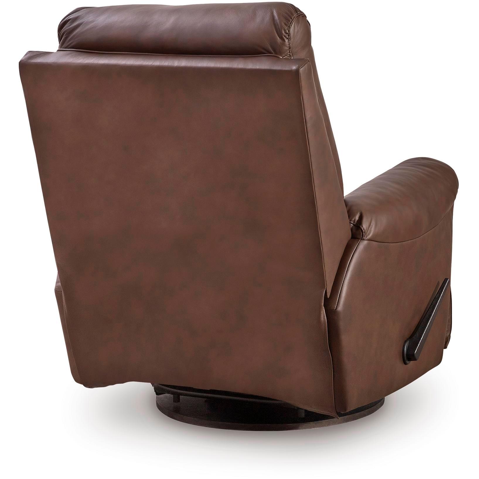  Manufacturer Color_Espresso --  Signature Design by Ashley Flynwood Swivel Glider Leather Match Recliner IMAGE 4