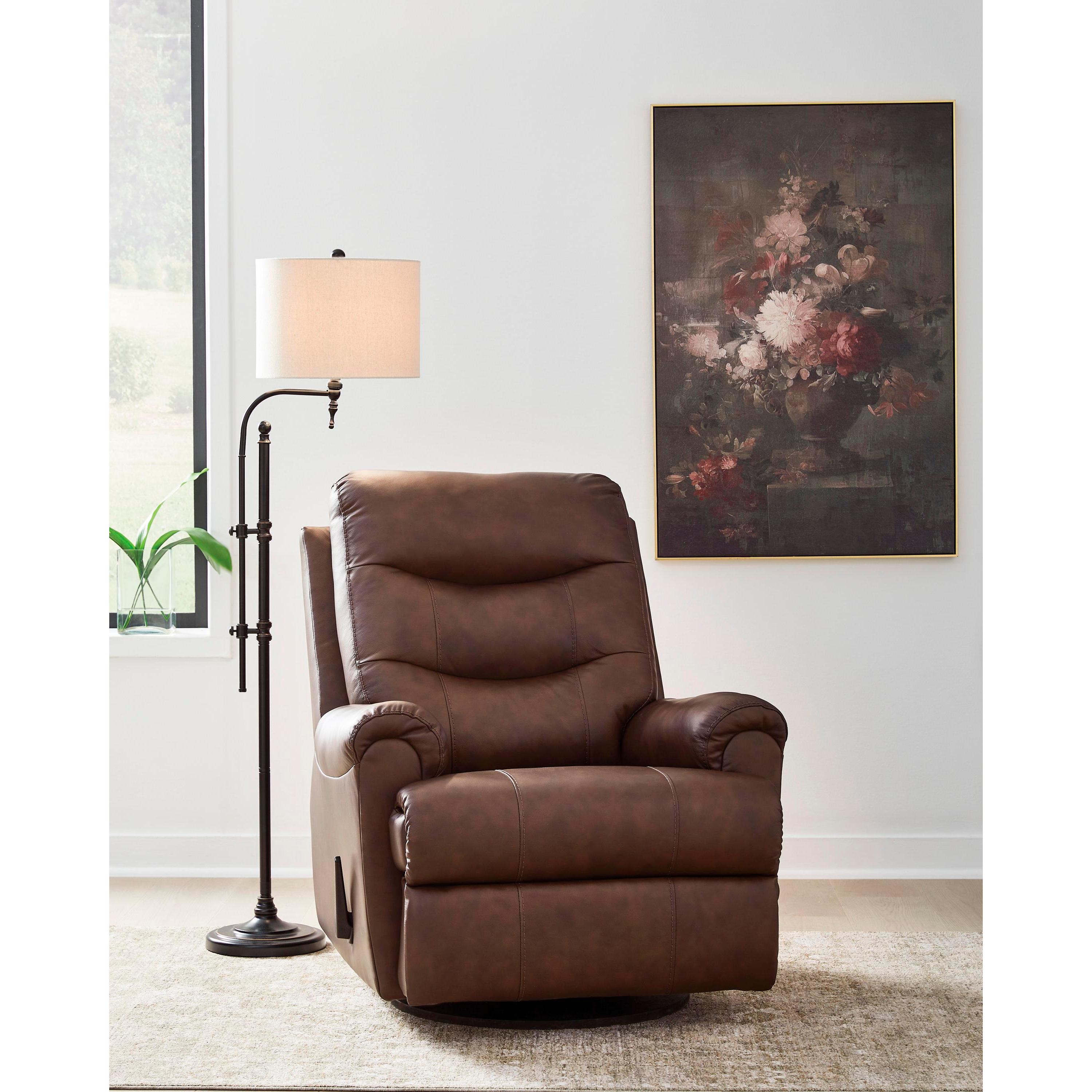  Manufacturer Color_Espresso --  Signature Design by Ashley Flynwood Swivel Glider Leather Match Recliner IMAGE 5