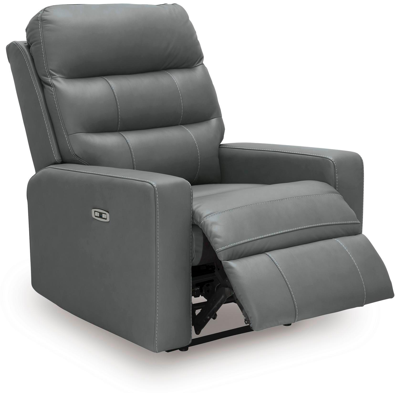  Manufacturer Color_Tideon --  Signature Design by Ashley Pennacle Pier Power Leather Match Recliner IMAGE 2
