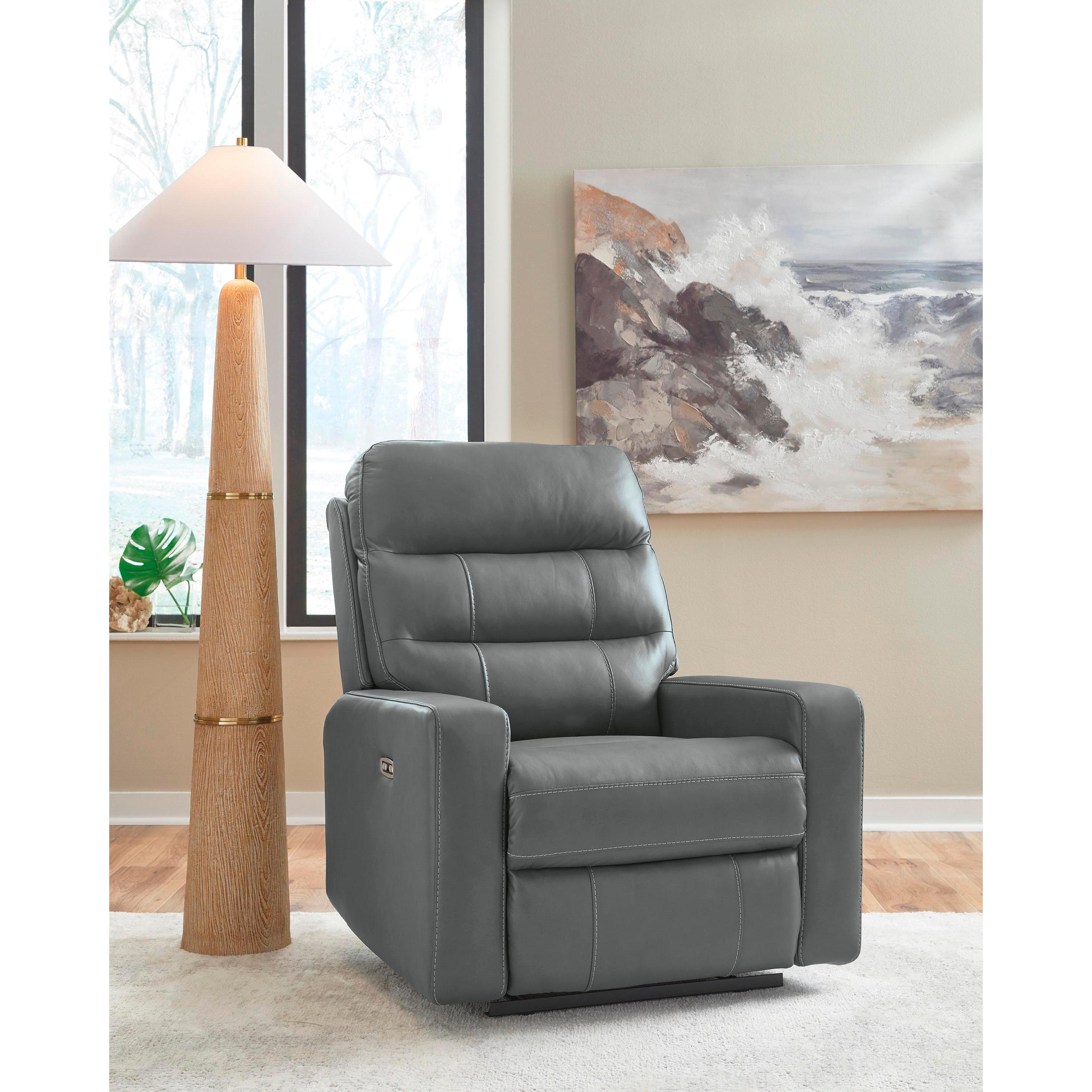  Manufacturer Color_Tideon --  Signature Design by Ashley Pennacle Pier Power Leather Match Recliner IMAGE 5