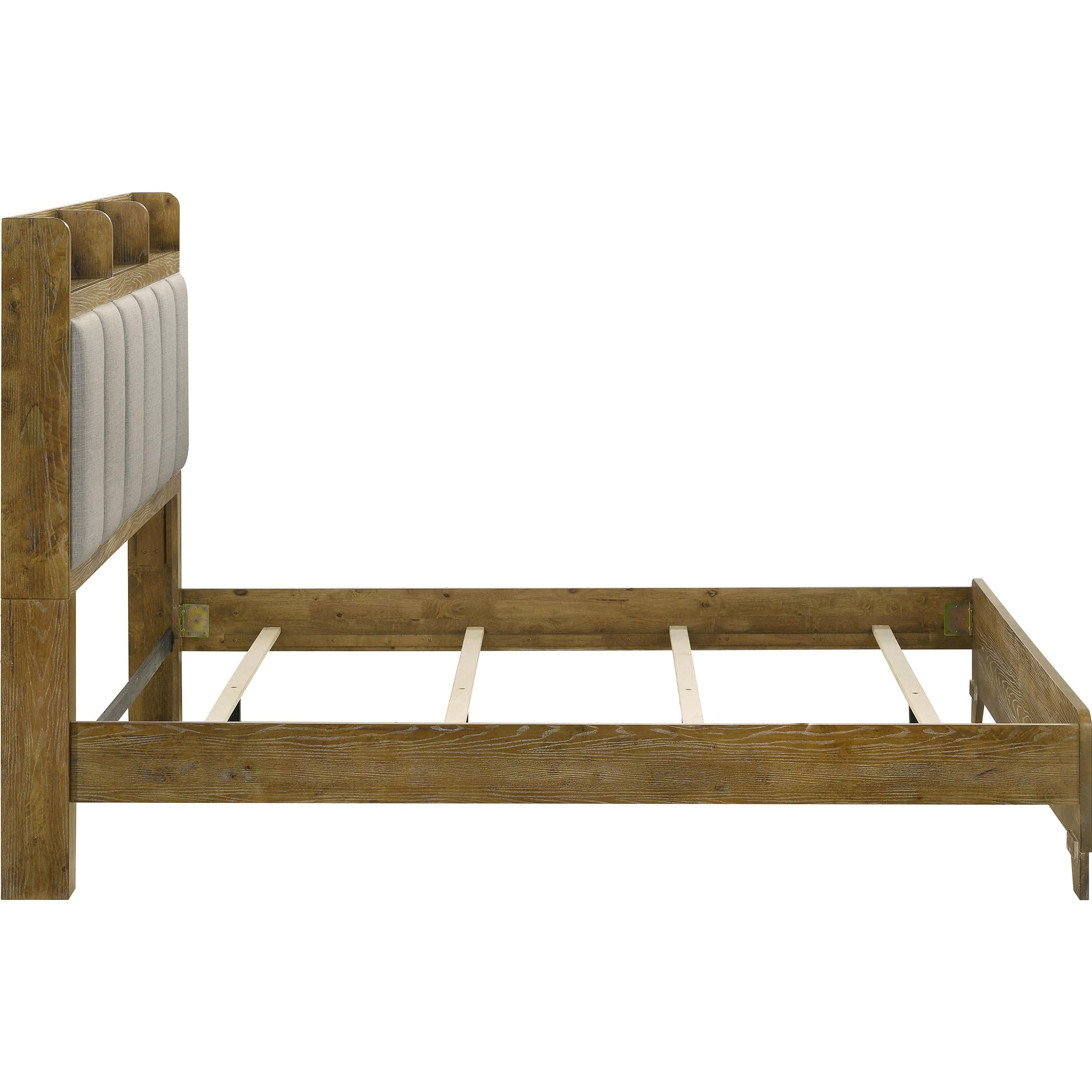  Size_King --  Henderson 222971KE 57-inch Eastern King Bookcase Panel Bed - Medium Oak IMAGE 6