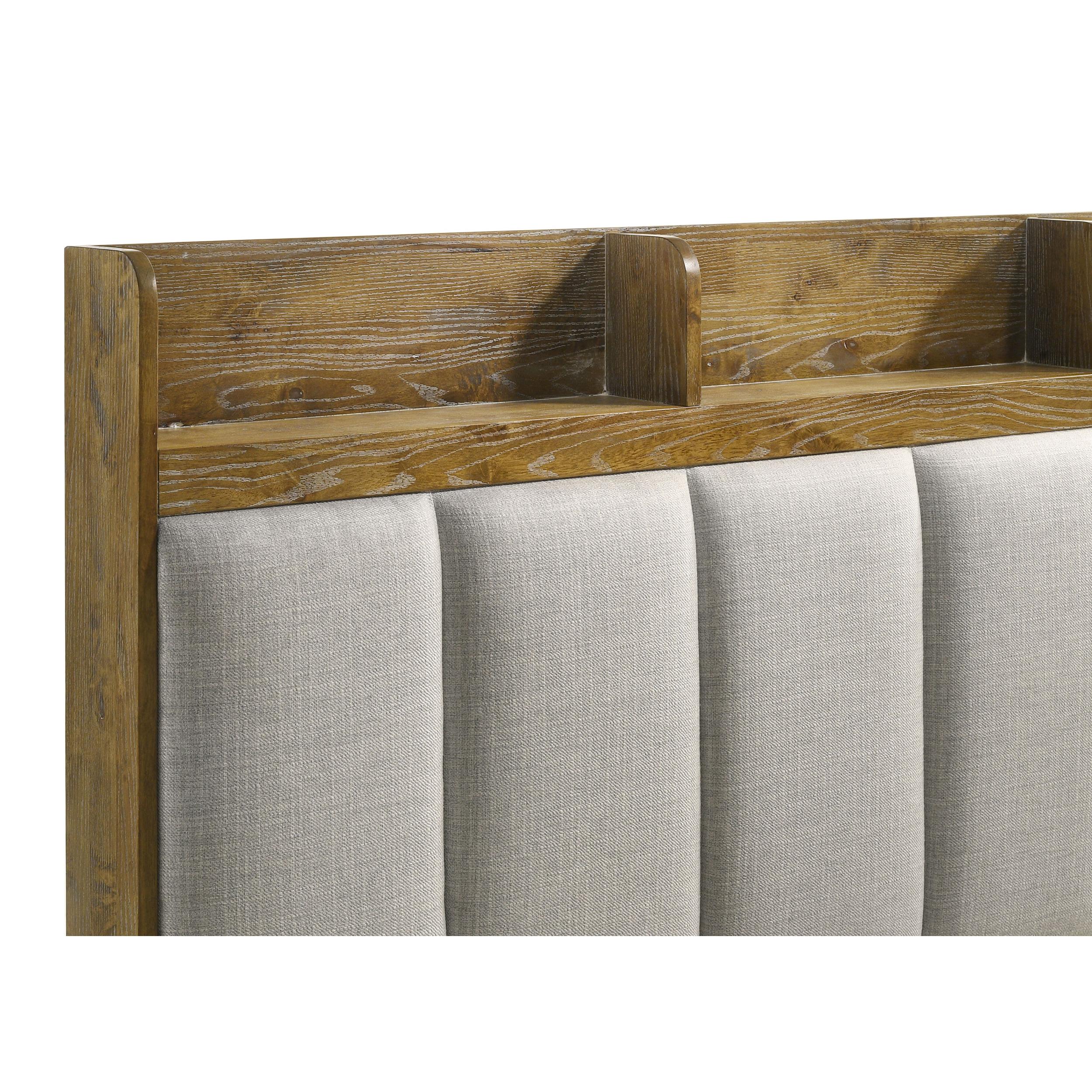  Size_King --  Henderson 222971KE 57-inch Eastern King Bookcase Panel Bed - Medium Oak IMAGE 8