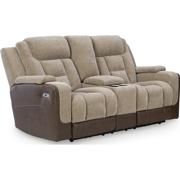 Signature Design by Ashley Mixed Motion PC8350418 Power Reclining Loveseat with Console  & Adjutasble Headrest