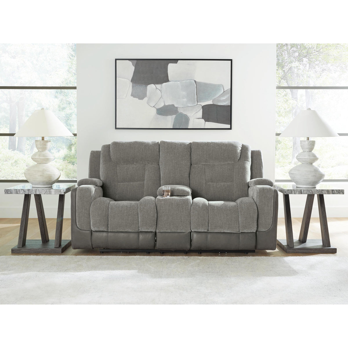  Manufacturer Color_Shadow -- Mixed Motion PC8350518 Power Reclining Loveseat with Console  & Adjutasble Headrest IMAGE 5