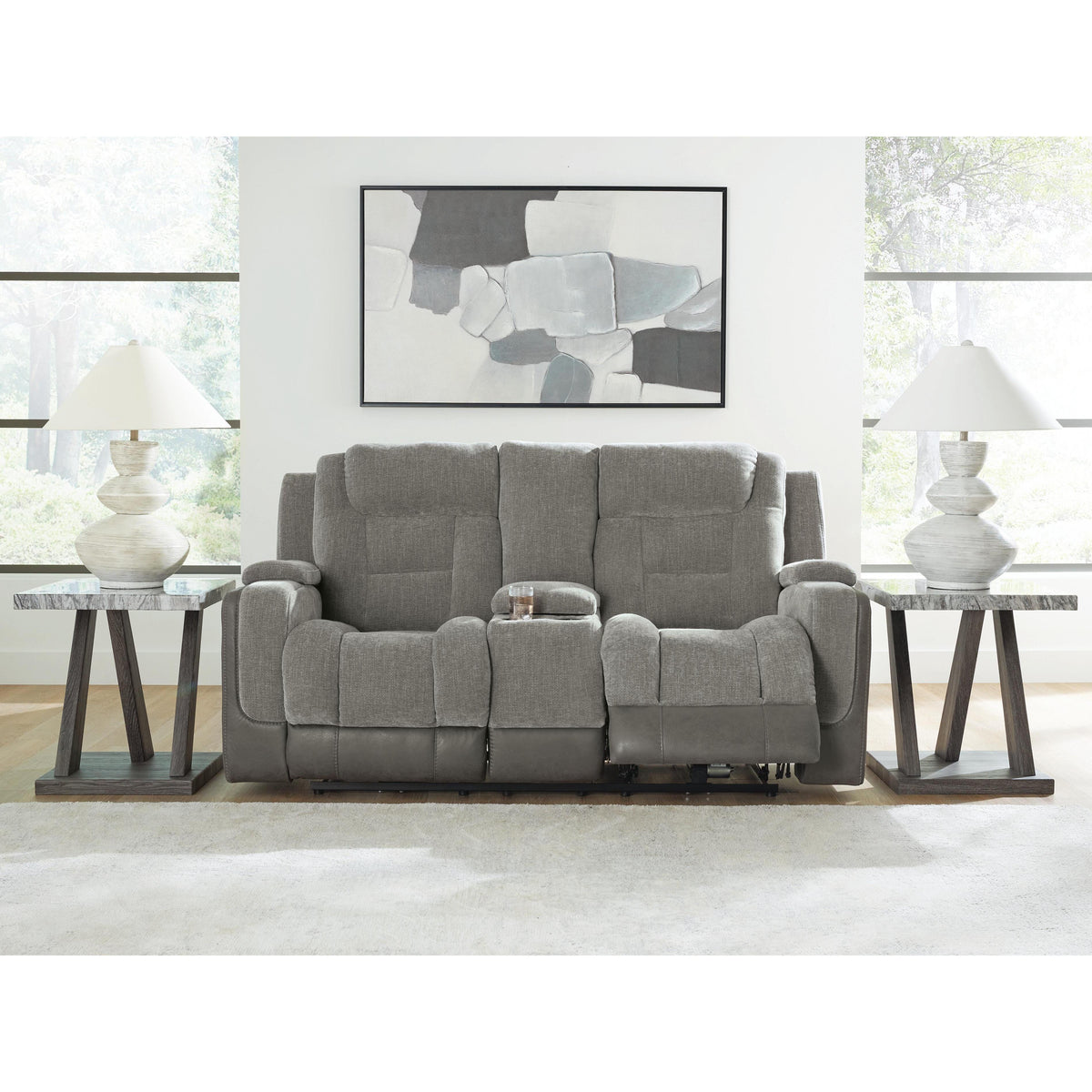  Manufacturer Color_Shadow -- Mixed Motion PC8350518 Power Reclining Loveseat with Console  & Adjutasble Headrest IMAGE 7