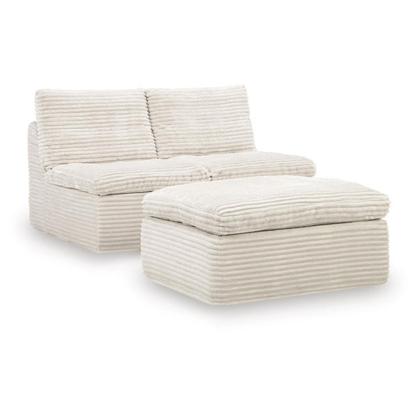 Signature Design by Ashley Fannin PC8430431 2 Armless Chairs with Ottoman