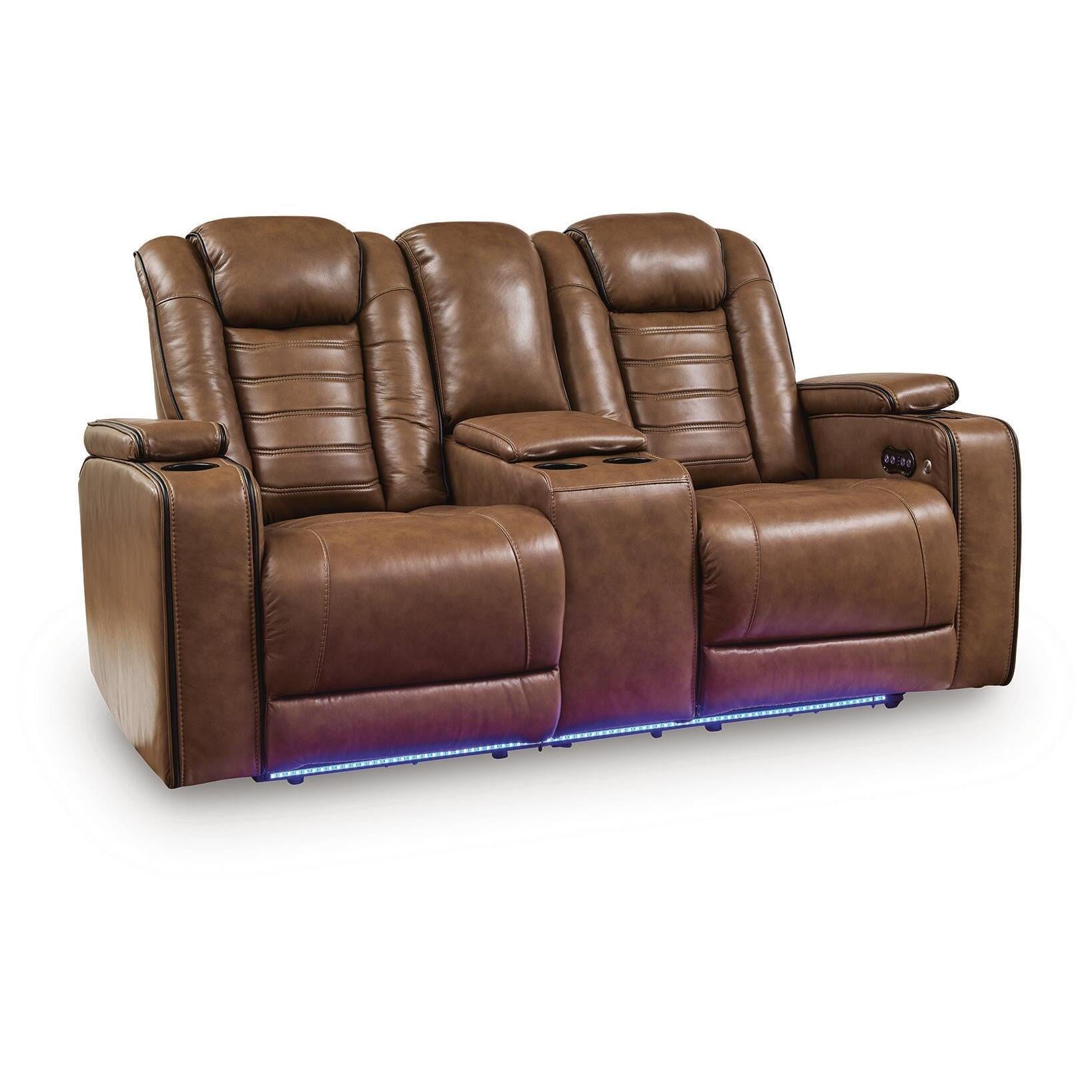  Signature Design by Ashley Gruaro PCU1420018 Power Reclining Loveseat with Console  & Adjutasble Headrest IMAGE 2
