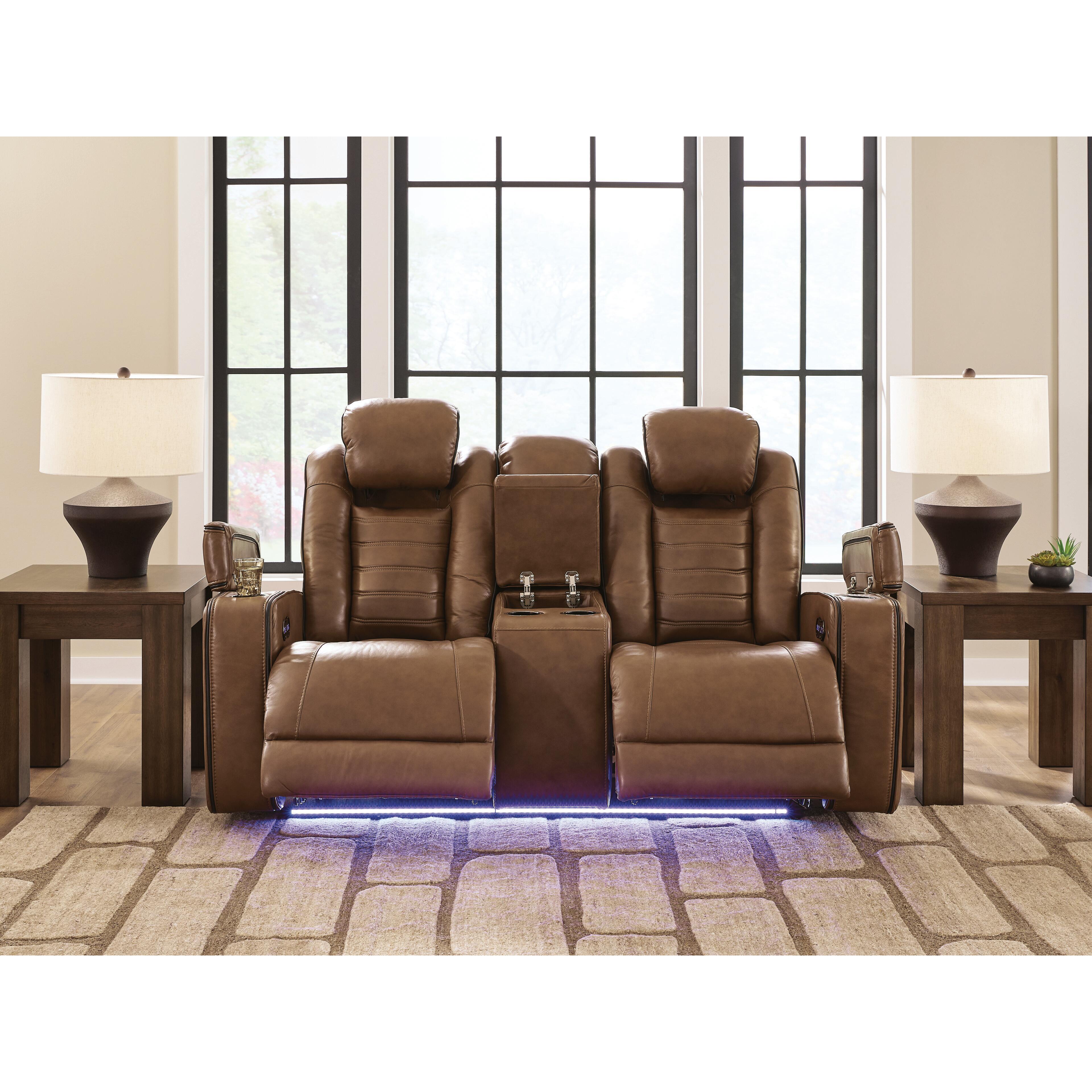  Signature Design by Ashley Gruaro PCU1420018 Power Reclining Loveseat with Console  & Adjutasble Headrest IMAGE 6