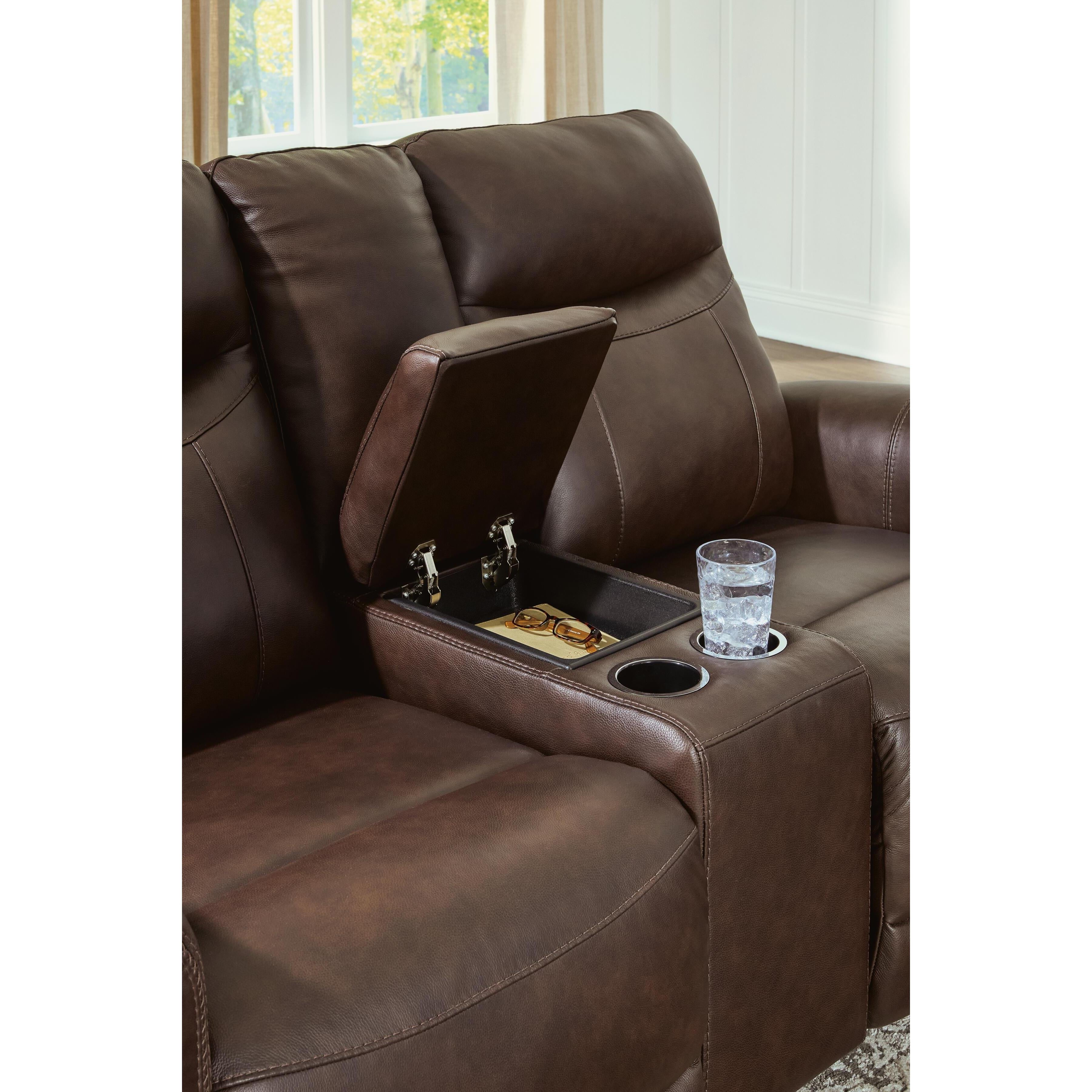  Benchcraft Gravier U1330118 Power Reclining Loveseat with Console  & Adjutasble Headrest IMAGE 5