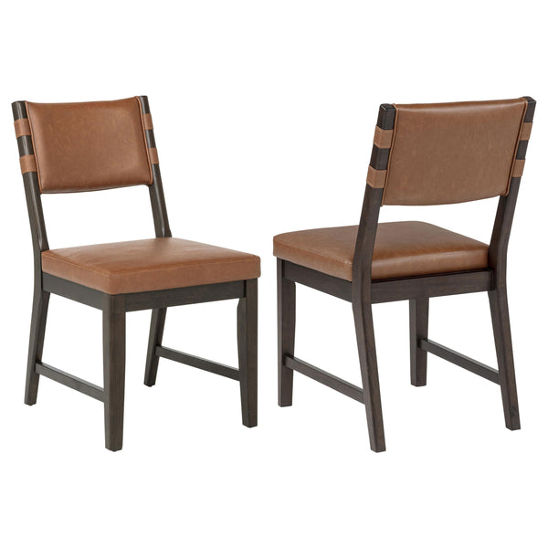 Coaster Furniture Tegan 107072 Set of 2 Faux Leather Upholstered Dining Side Chair - Cognac