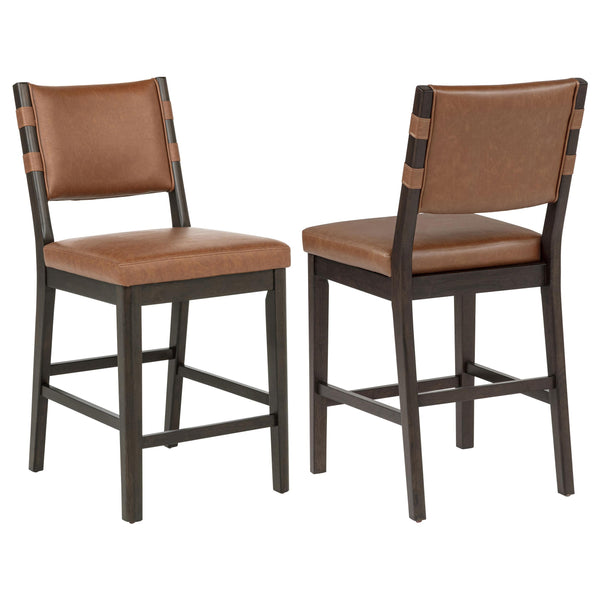 Coaster Furniture Tegan 107079 Set of 2 Faux Leather Upholstered Counter Height Chair - Cognac