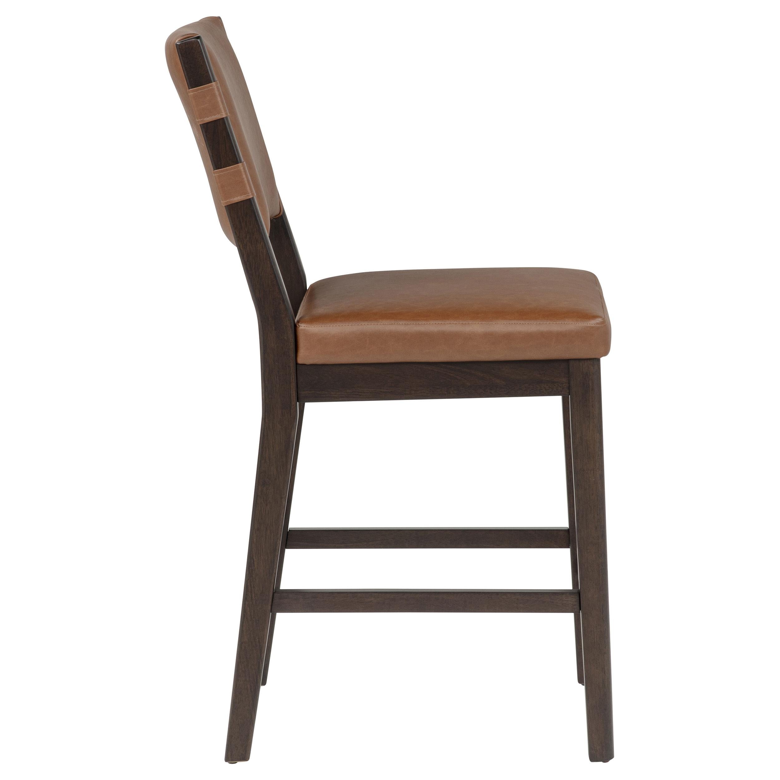  Coaster Furniture Tegan 107079 Set of 2 Faux Leather Upholstered Counter Height Chair - Cognac IMAGE 2