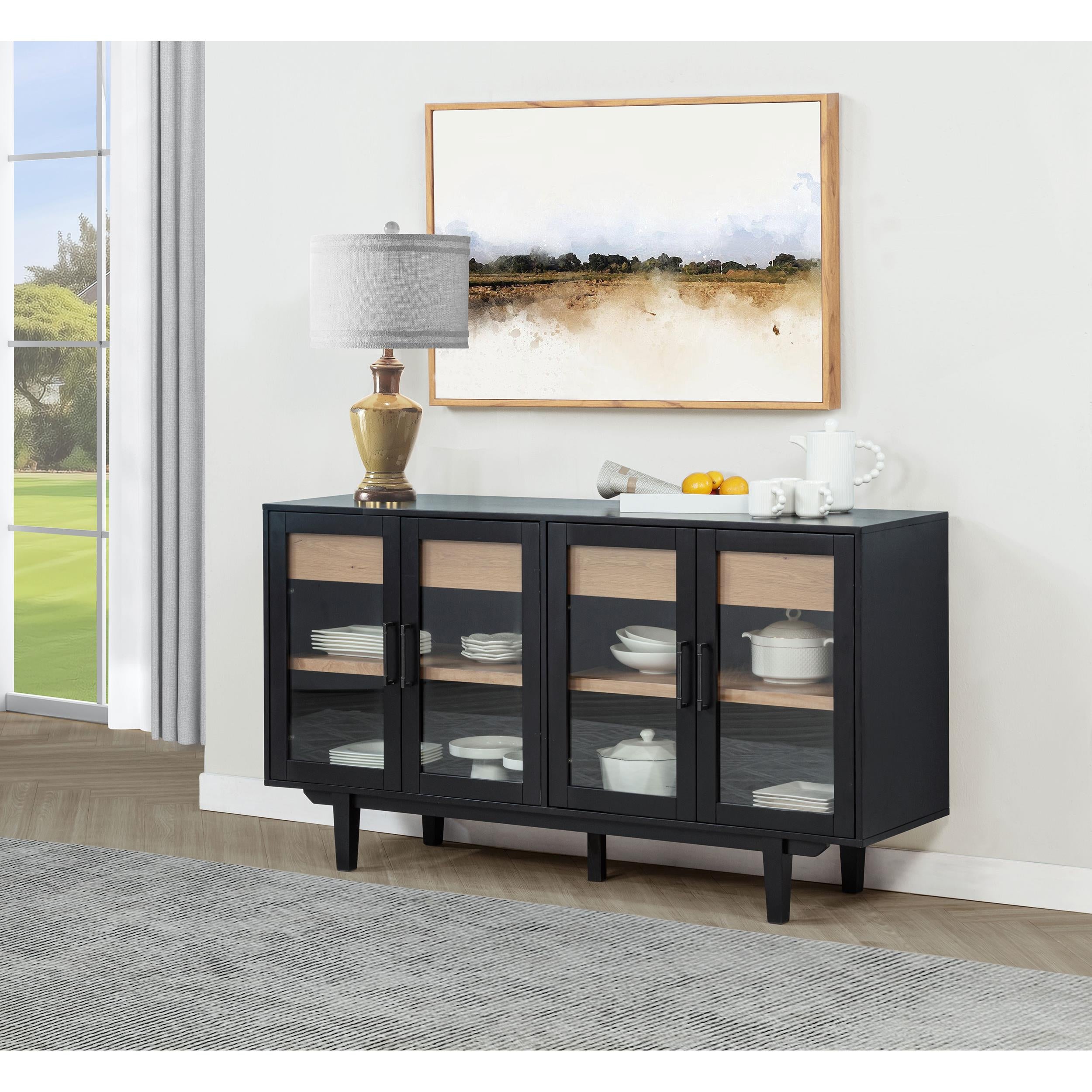 Coaster Furniture Middleton 108545BLK 4-door Sideboard Server with Dual Drawers - Black IMAGE 3
