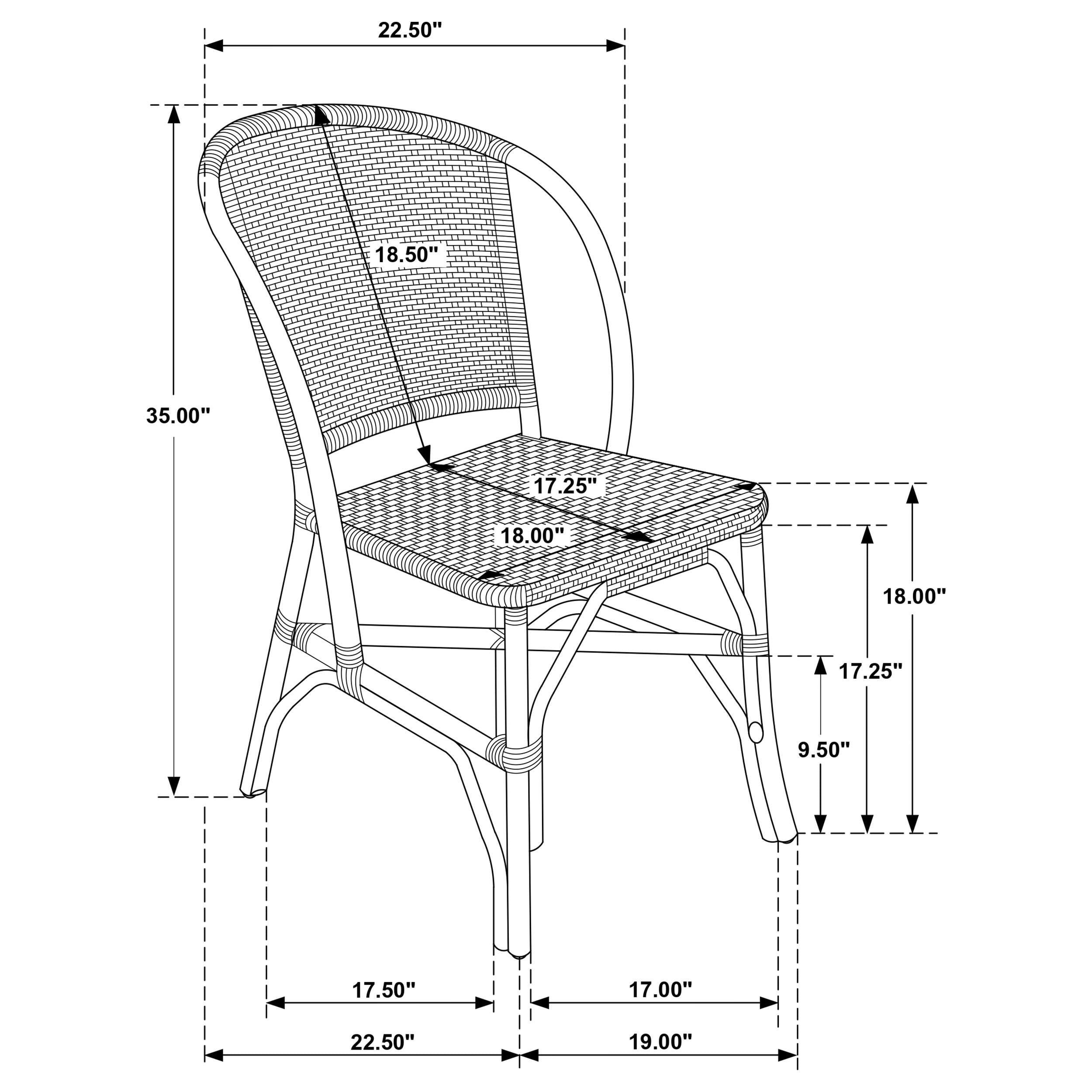  Coaster Furniture Lexley 109122 Set of 2 Woven Rattan Dining Side Chair - Brown IMAGE 10