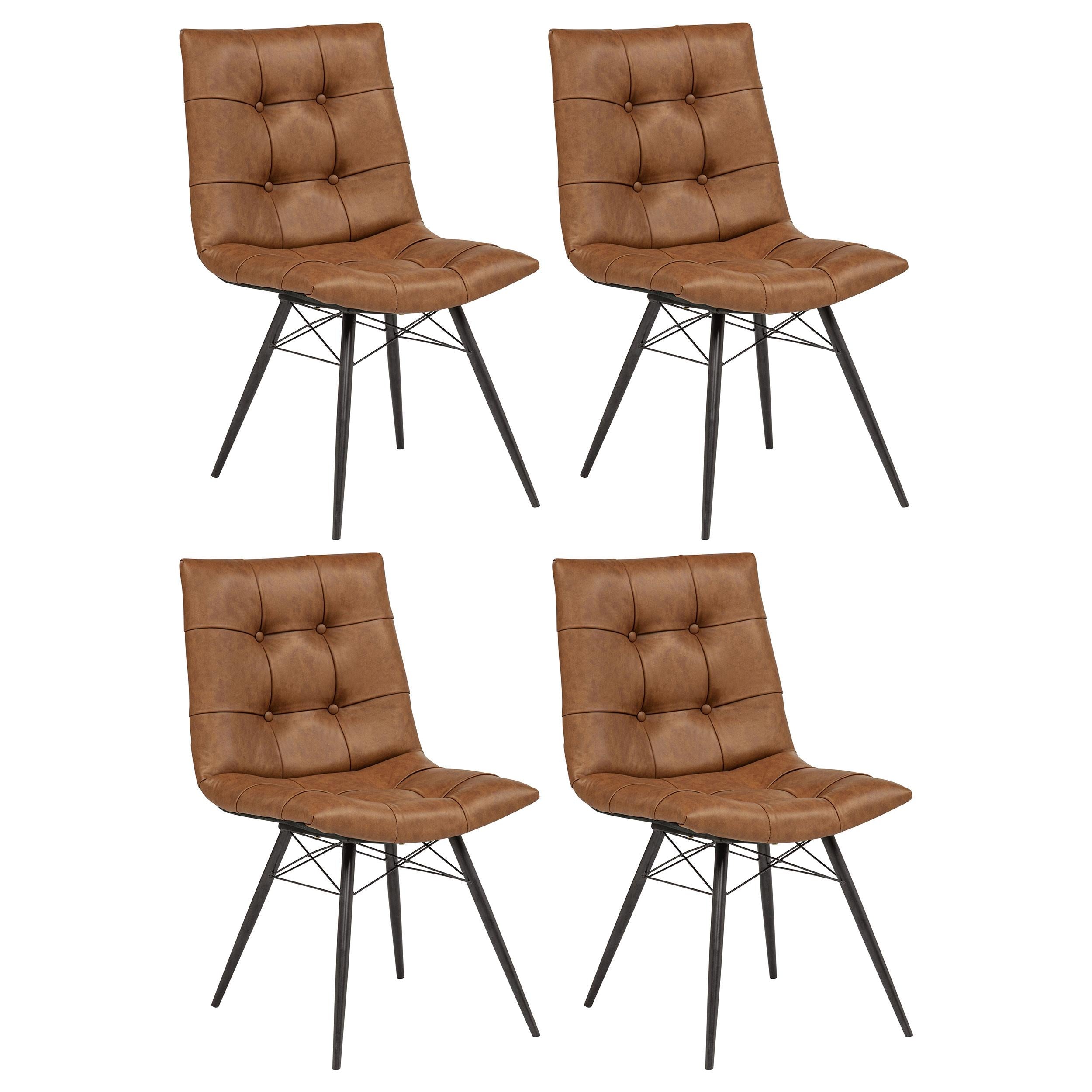  Coaster Furniture Aiken 110302SDL Set of 4 Faux Leather Upholstered Dining Side Chair - Saddle Brown IMAGE 1