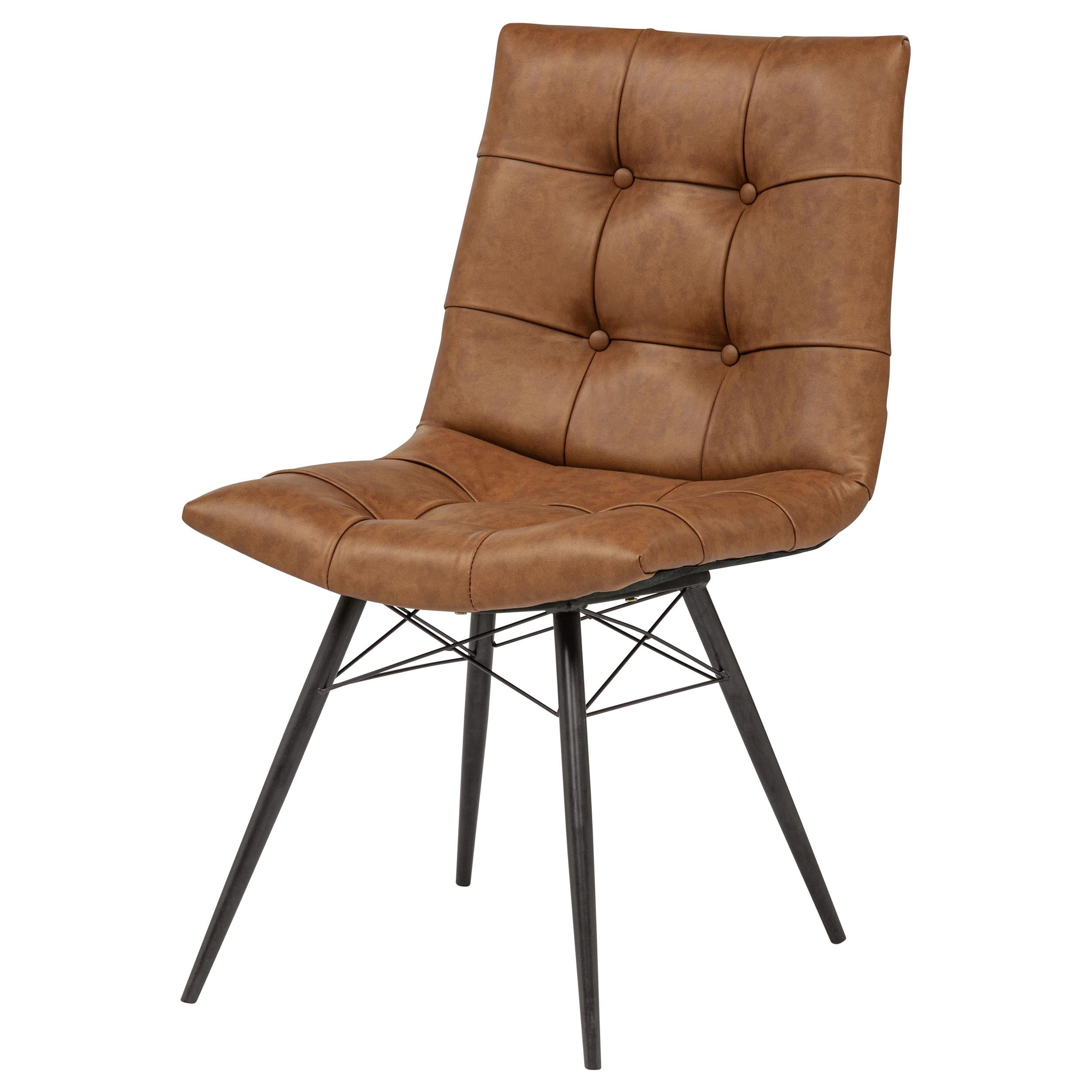  Coaster Furniture Aiken 110302SDL Set of 4 Faux Leather Upholstered Dining Side Chair - Saddle Brown IMAGE 2