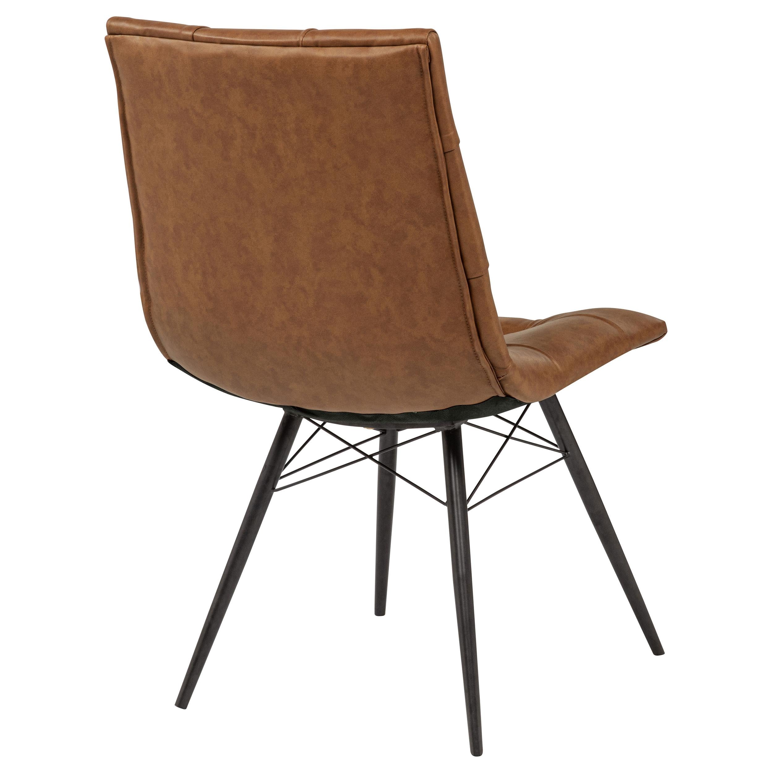  Coaster Furniture Aiken 110302SDL Set of 4 Faux Leather Upholstered Dining Side Chair - Saddle Brown IMAGE 4