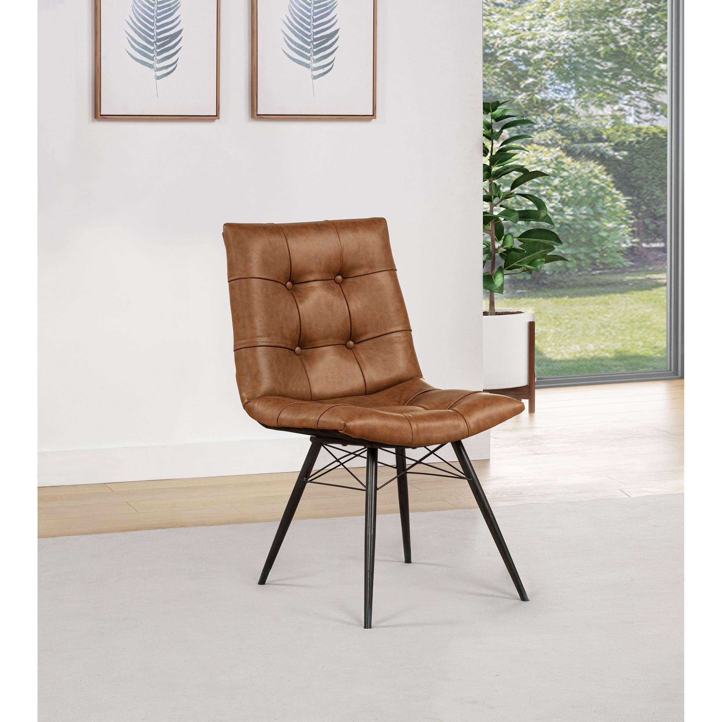  Coaster Furniture Aiken 110302SDL Set of 4 Faux Leather Upholstered Dining Side Chair - Saddle Brown IMAGE 8