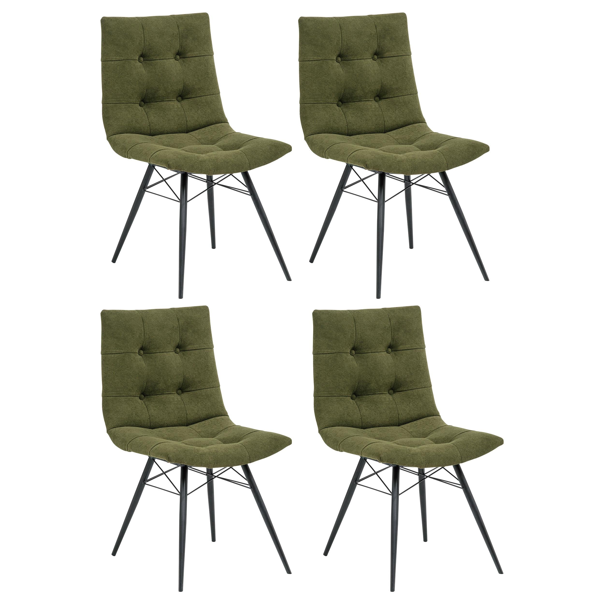  Coaster Furniture Aiken 110332FRT Set of 4 Fabric Upholstered Dining Side Chair - Saddle Forest Green IMAGE 1