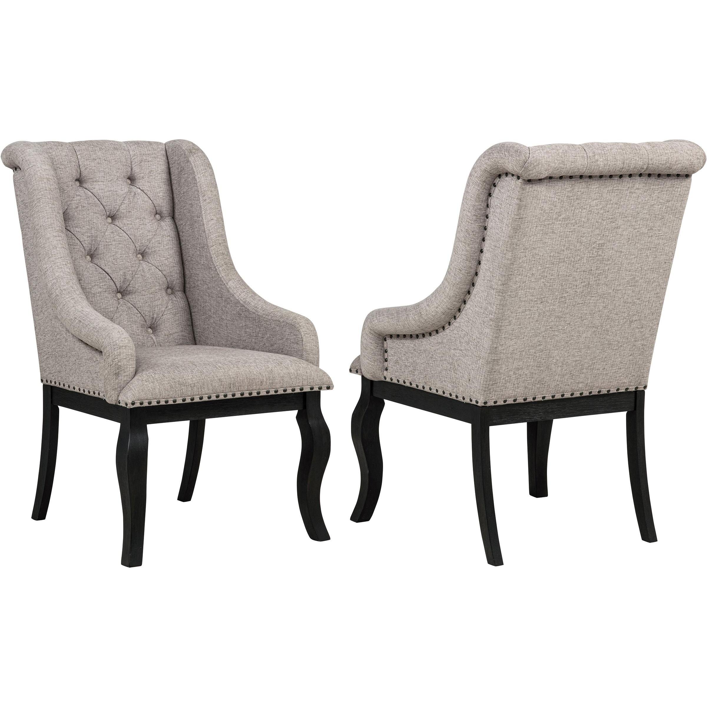  Coaster Furniture Phelps 121233 Set of 2 Upholstered Dining Arm Chair - Tan Distressed Noir IMAGE 1