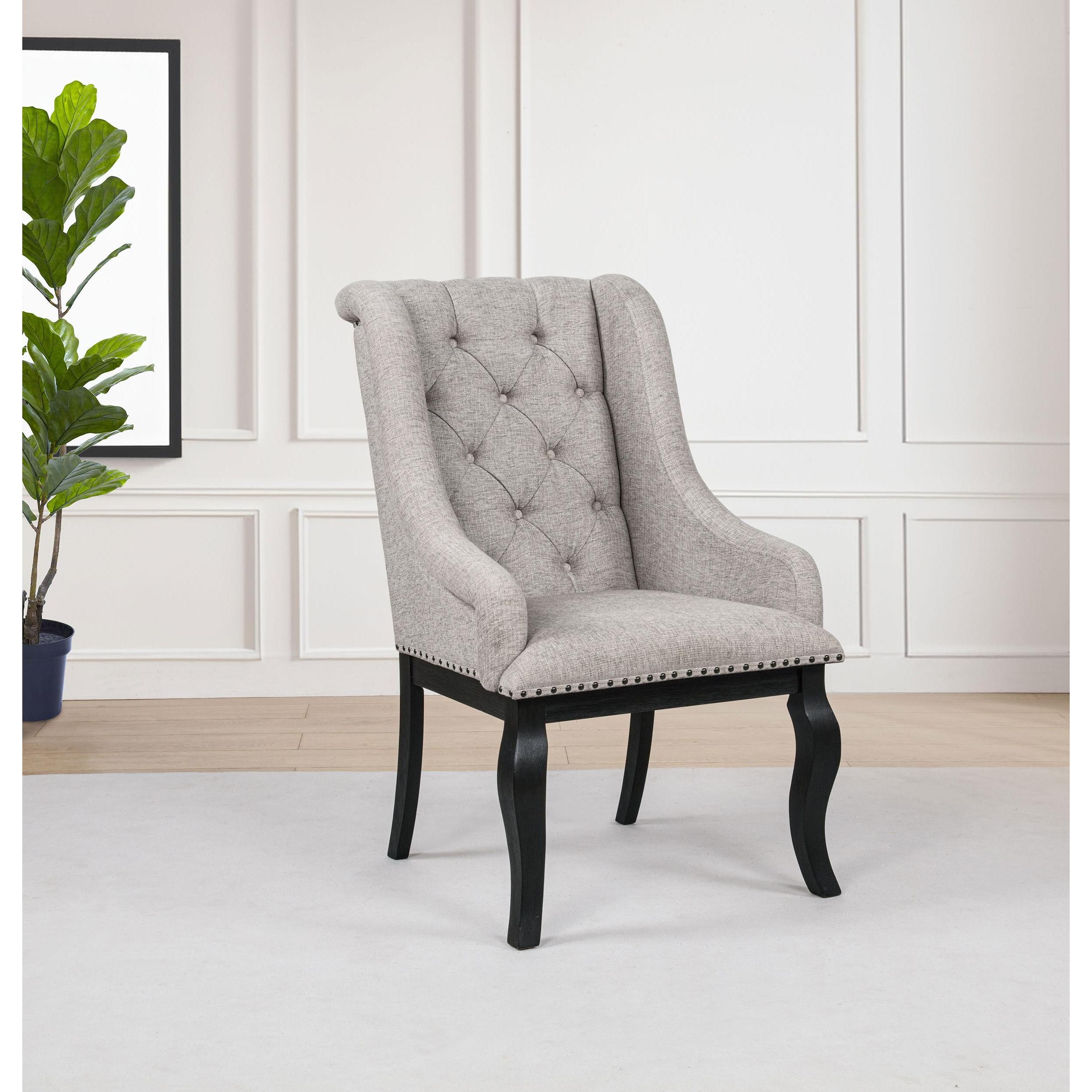  Coaster Furniture Phelps 121233 Set of 2 Upholstered Dining Arm Chair - Tan Distressed Noir IMAGE 2