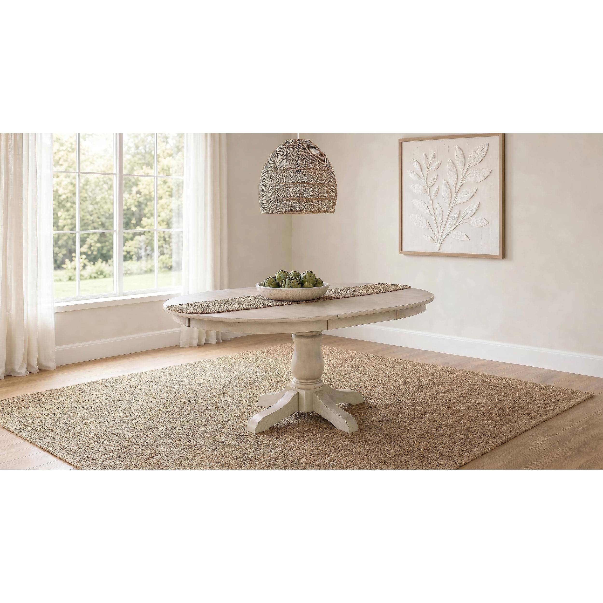  Coaster Furniture Orrison 121261 Oval 62-inch Wood Extension Leaf Dining Table - Linen IMAGE 5