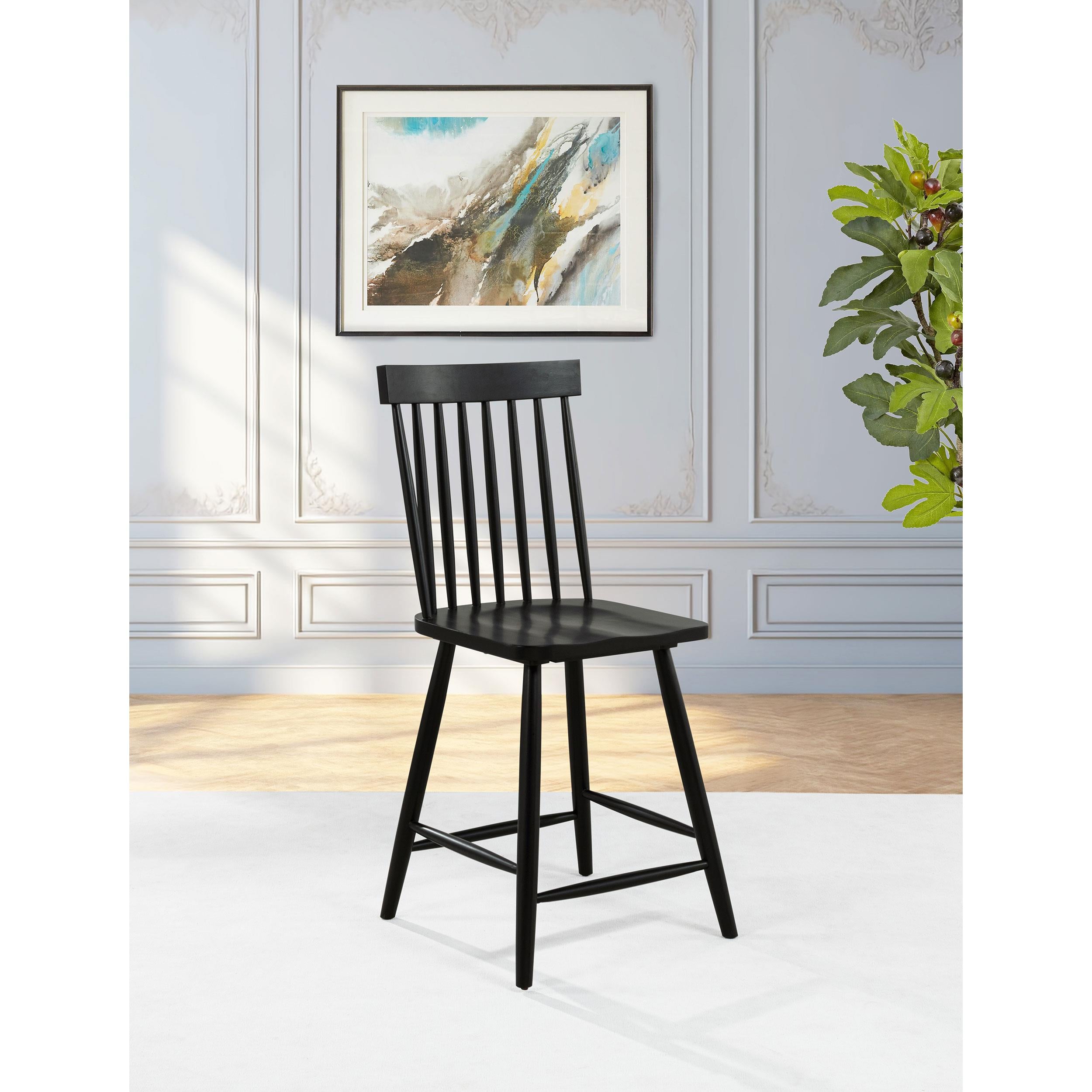  Coaster Furniture Andrews 122509BLK Set of 2 Windsor Counter Height Dining Side Chair - Black IMAGE 4
