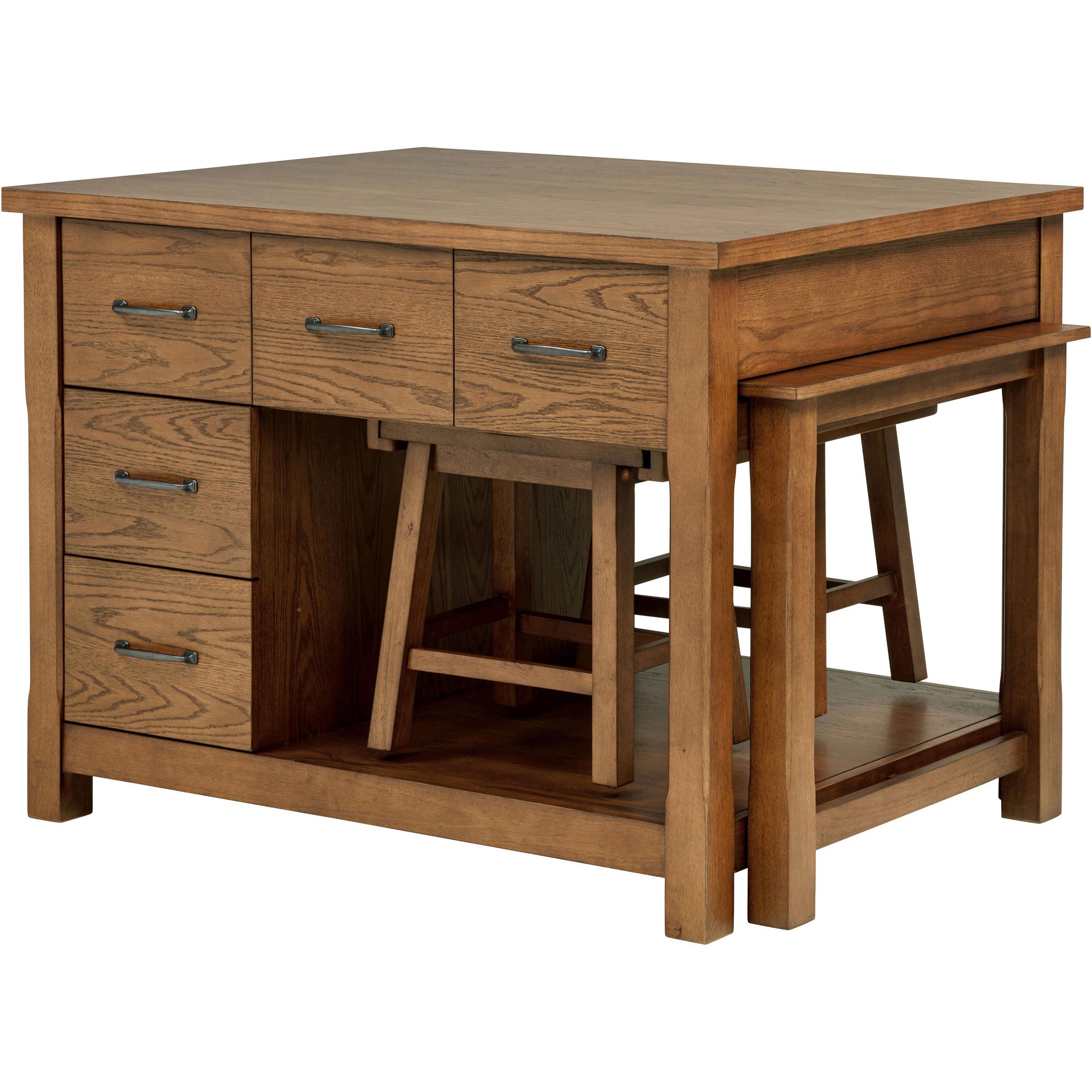  Coaster Furniture Mayfair 182446 3-piece Kitchen Island with Extension Table - Dark Oak IMAGE 4