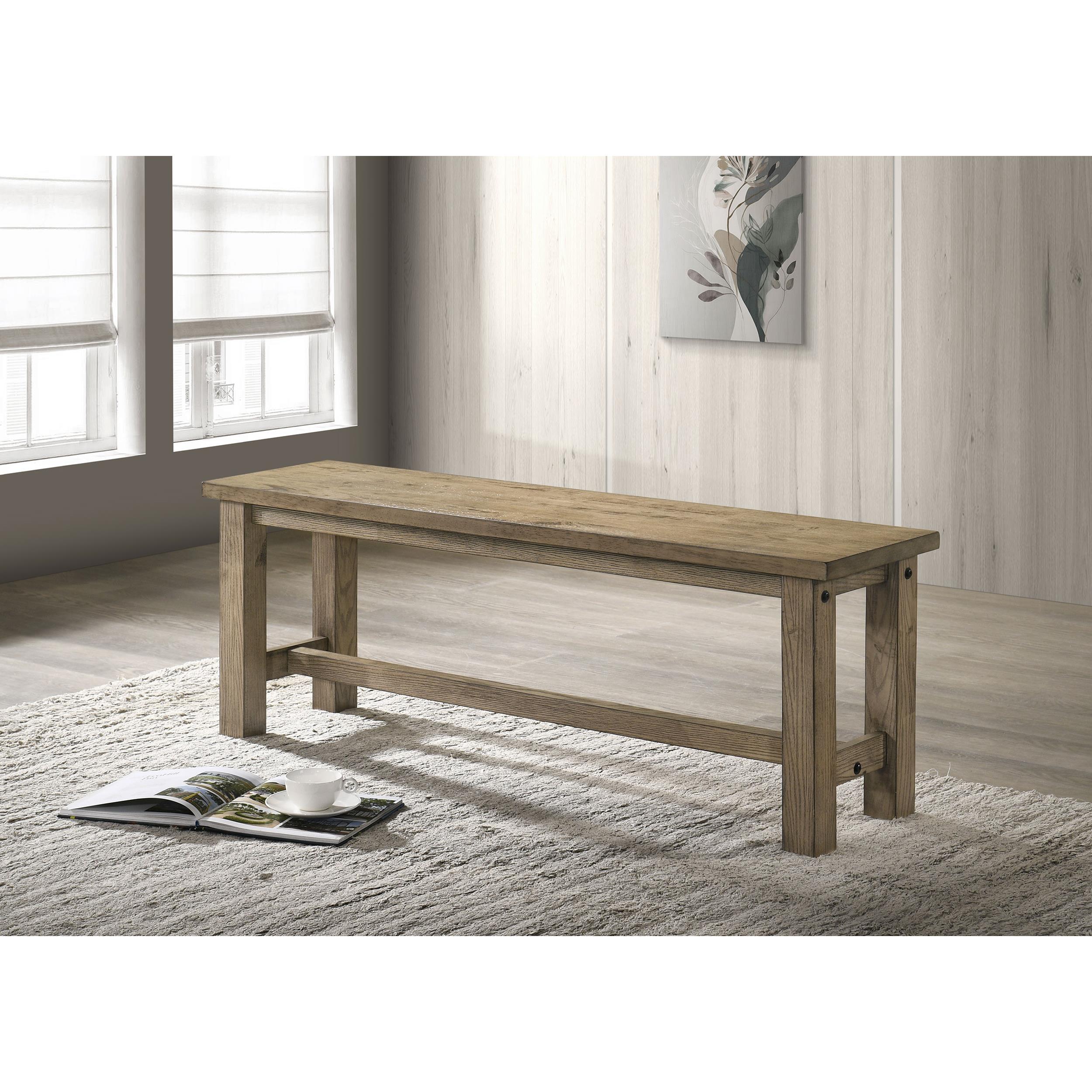  Coaster Furniture Cardova 192923 51-inch Solid Wood Dining Bench - Vineyard Oak IMAGE 5