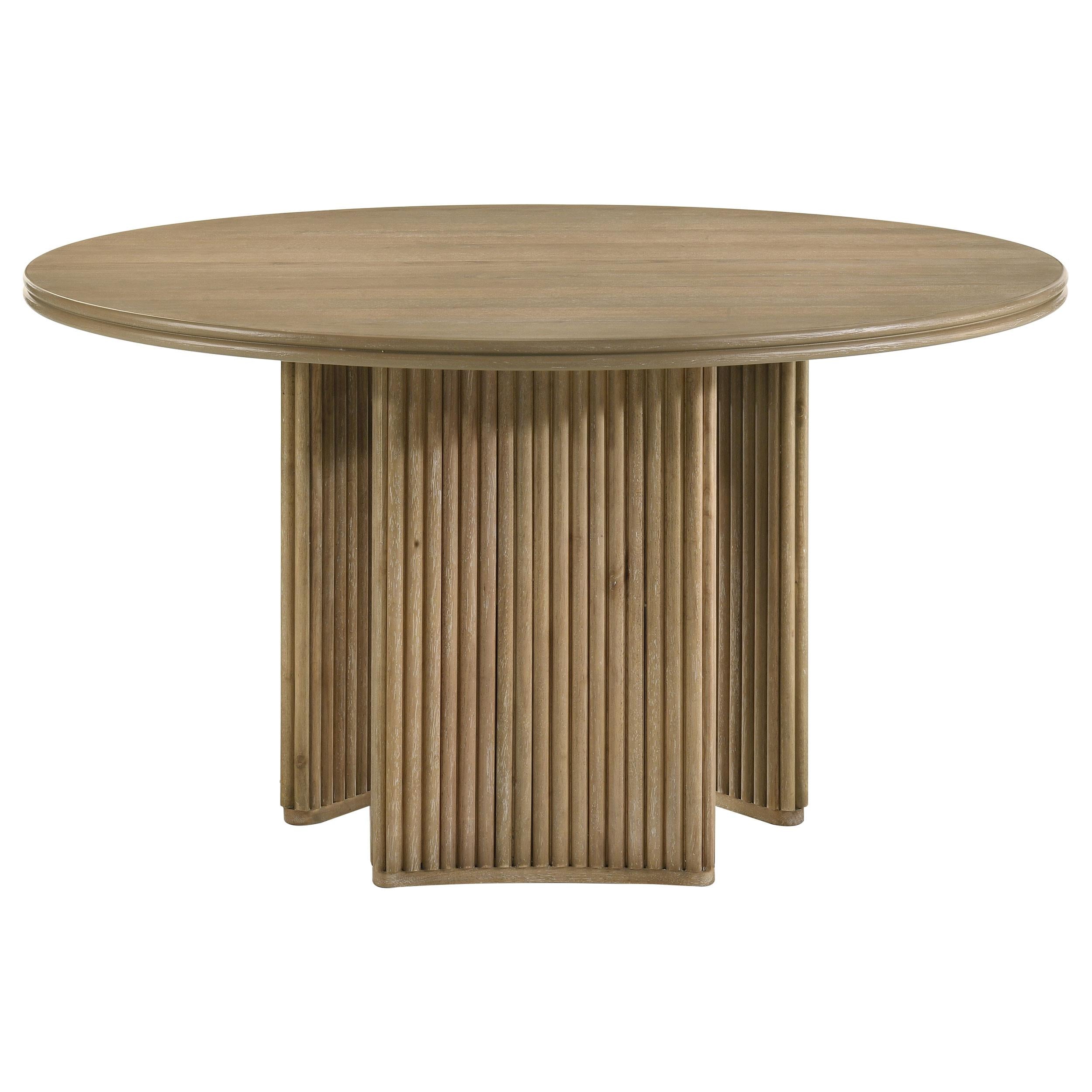  Coaster Furniture Adina 193610 53-inch Round Wood Dining Table  - Distressed Light Brown IMAGE 2