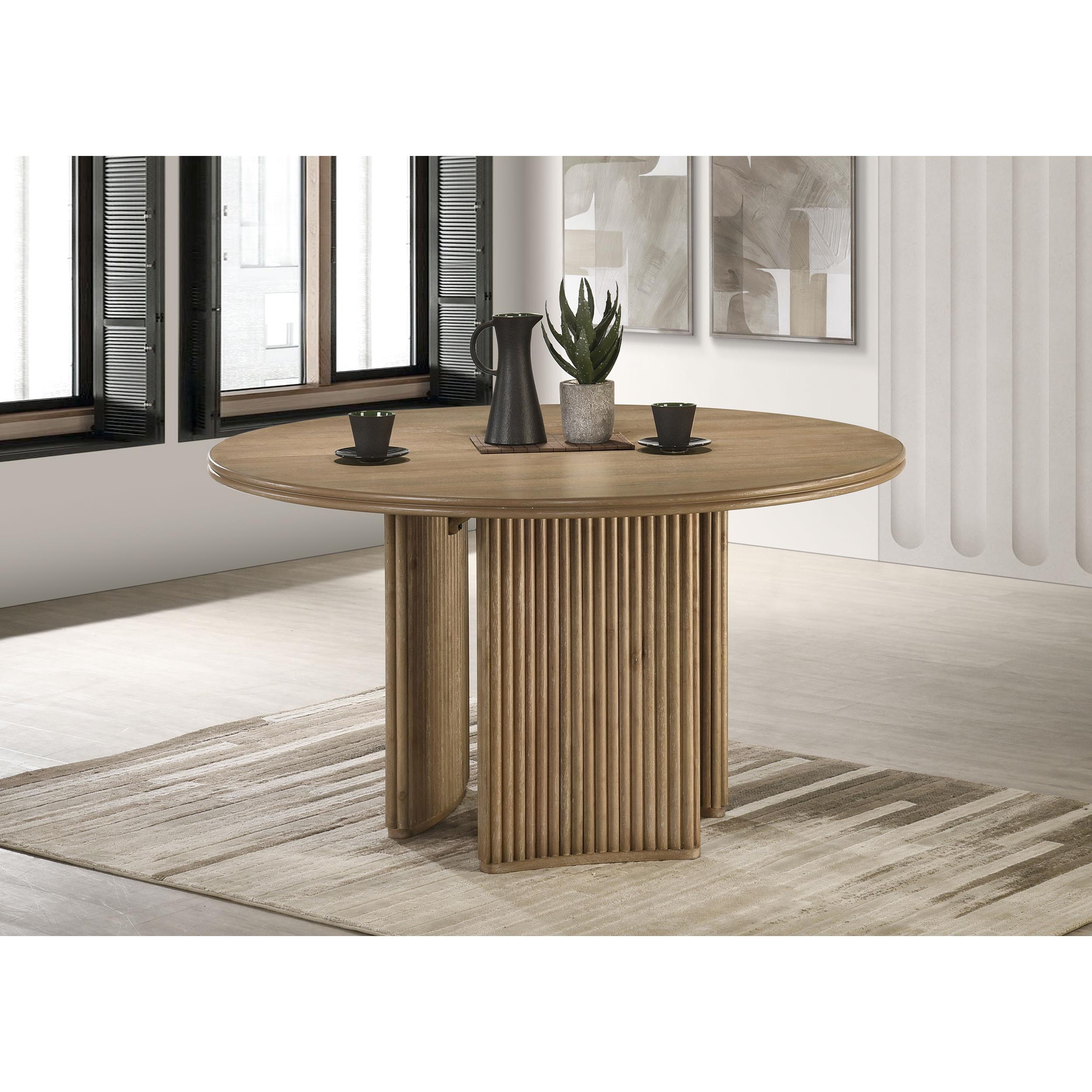  Coaster Furniture Adina 193610 53-inch Round Wood Dining Table  - Distressed Light Brown IMAGE 3