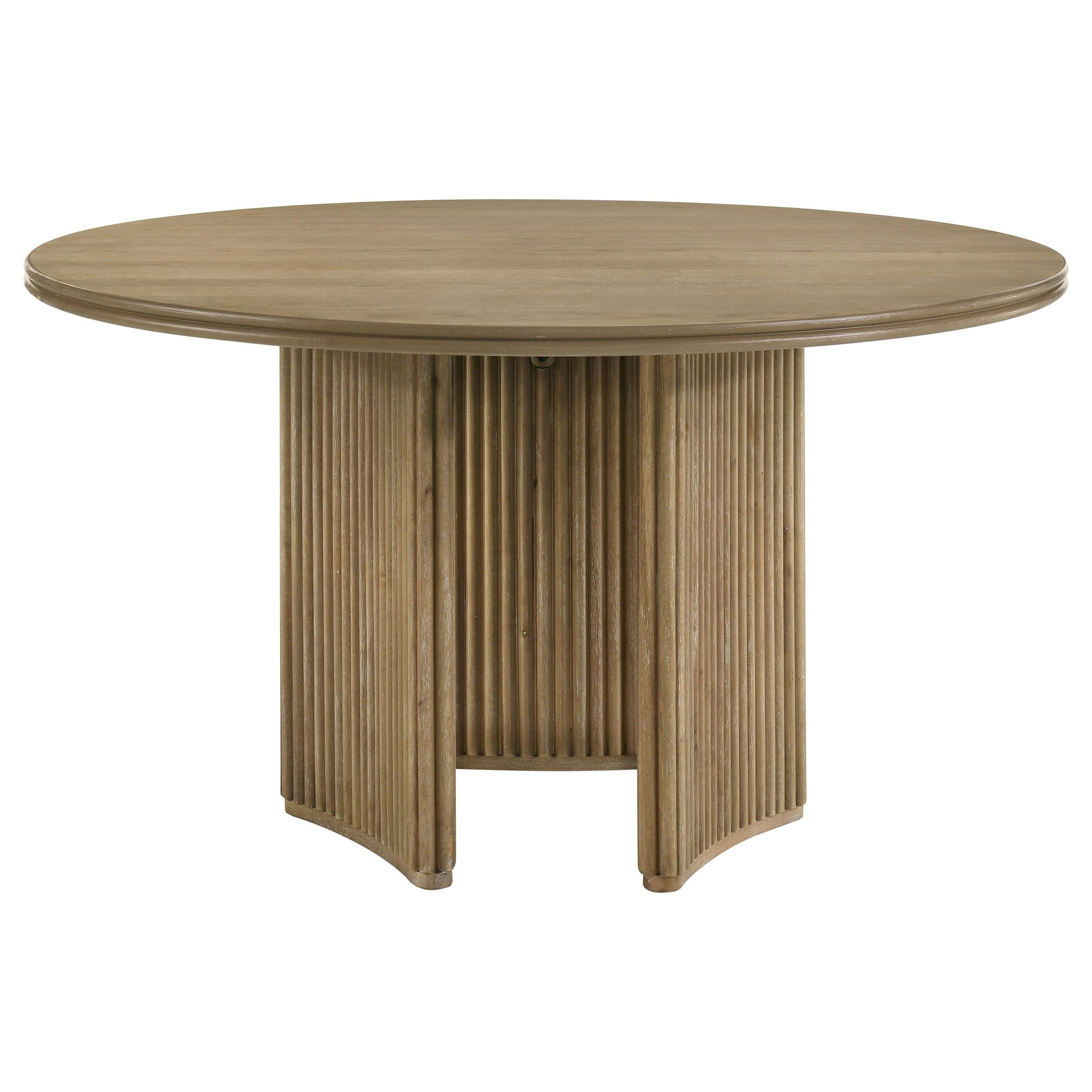  Coaster Furniture Adina 193610 53-inch Round Wood Dining Table  - Distressed Light Brown IMAGE 5