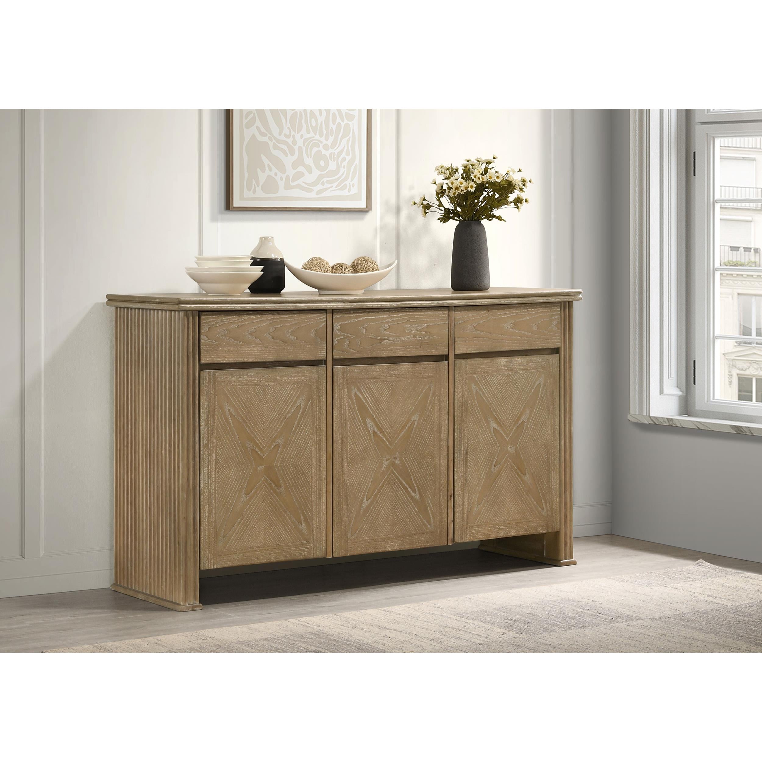 Coaster Furniture Adina 193615 3-door 59-inch Sideboard Server  - Distressed Light Brown IMAGE 2
