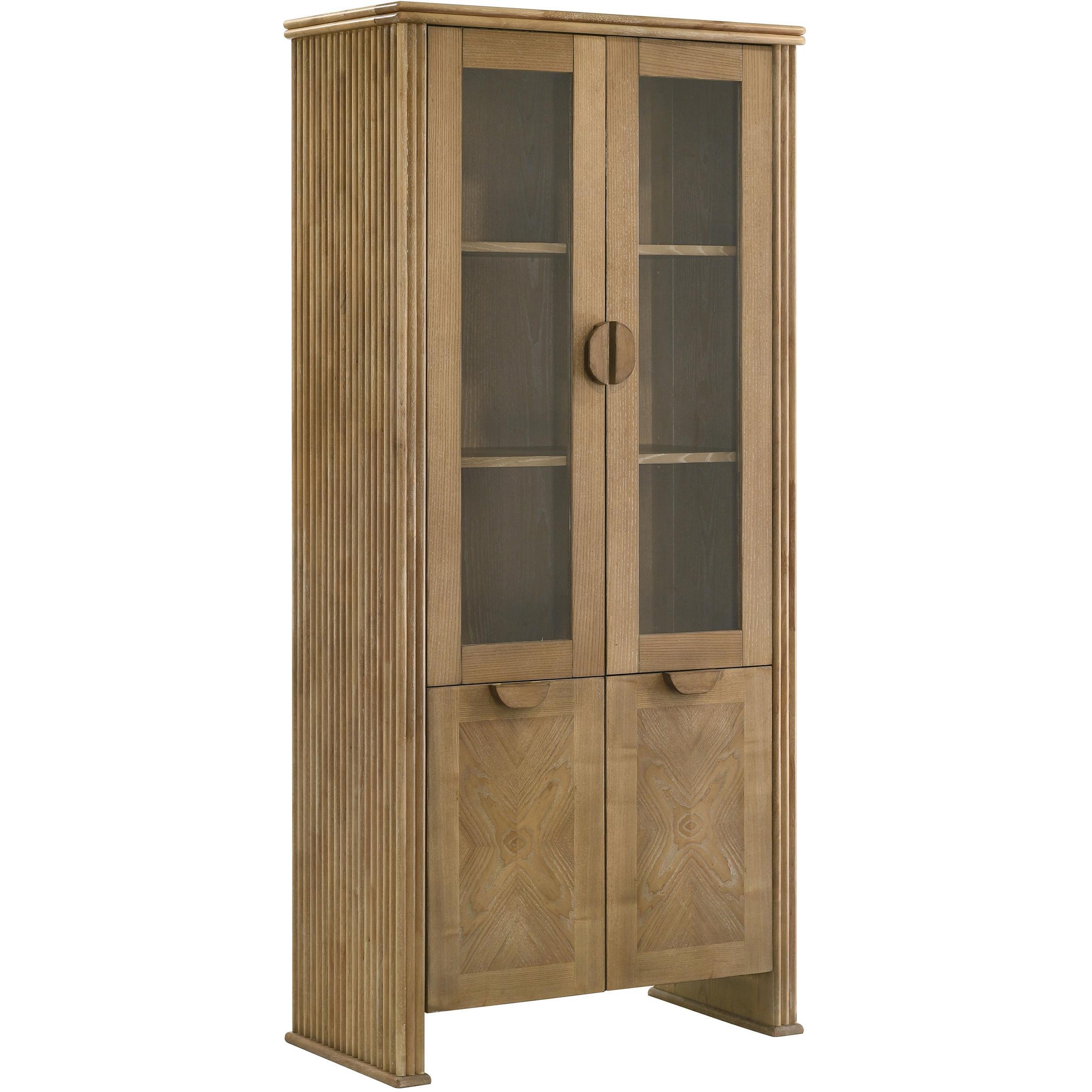  Coaster Furniture Adina 193616 77-inch Tall Display Cabinet  - Distressed Light Brown IMAGE 1