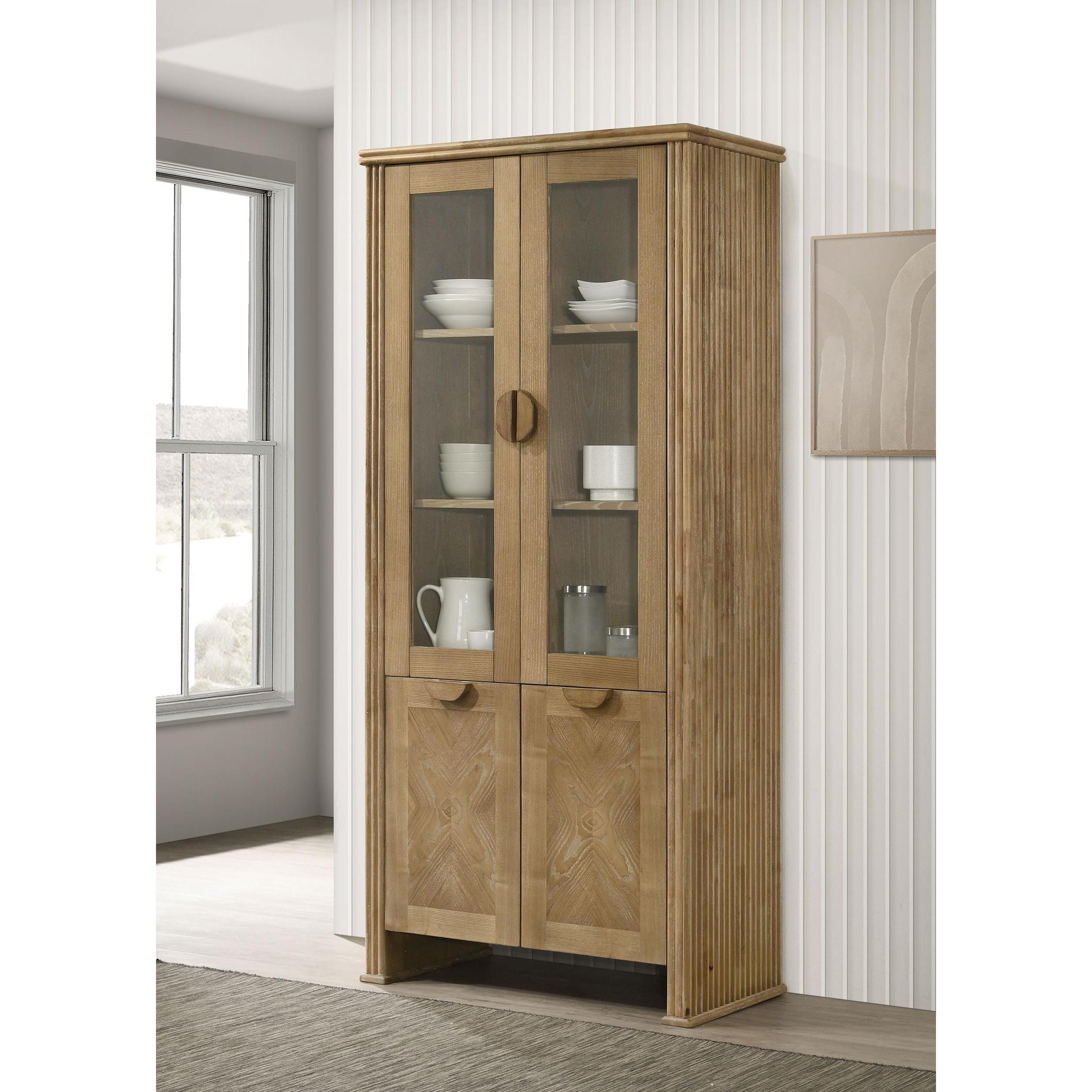  Coaster Furniture Adina 193616 77-inch Tall Display Cabinet  - Distressed Light Brown IMAGE 2