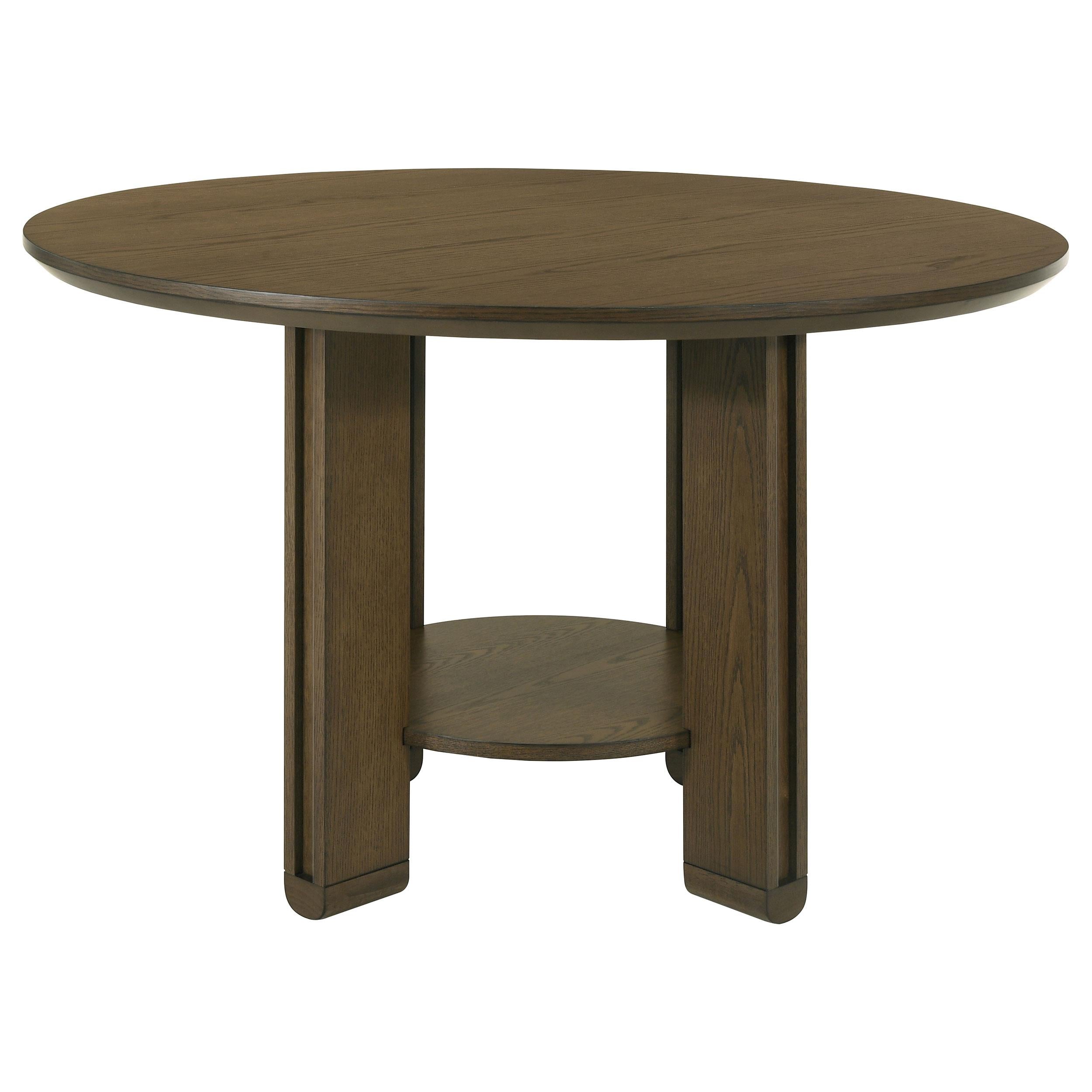  Coaster Furniture Ottowa 193660 47-inch Round Wood Dining Table with Shelf - Brown IMAGE 2