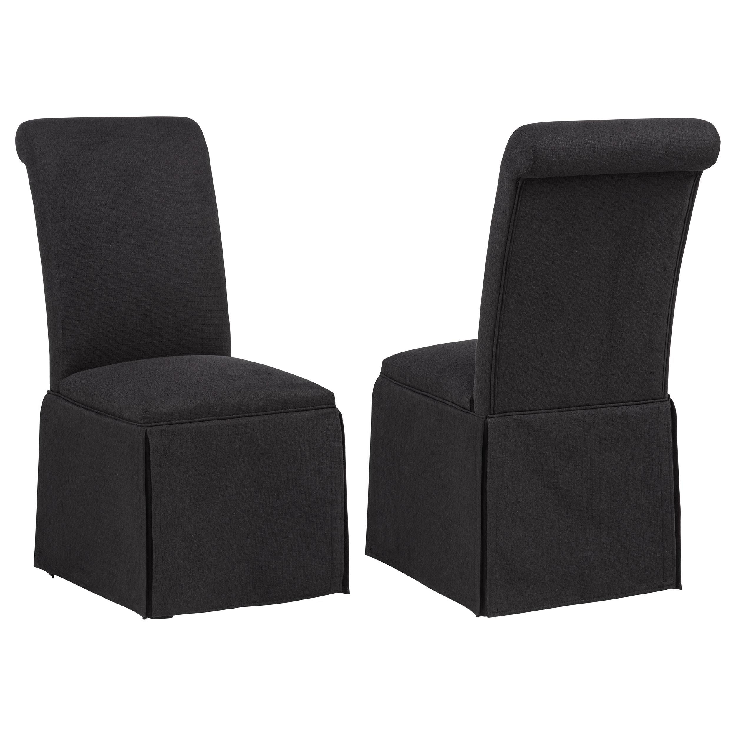  Coaster Furniture Shawna 193912BLK Set of 2 Upholstered Skirted Side Chair - Black IMAGE 1