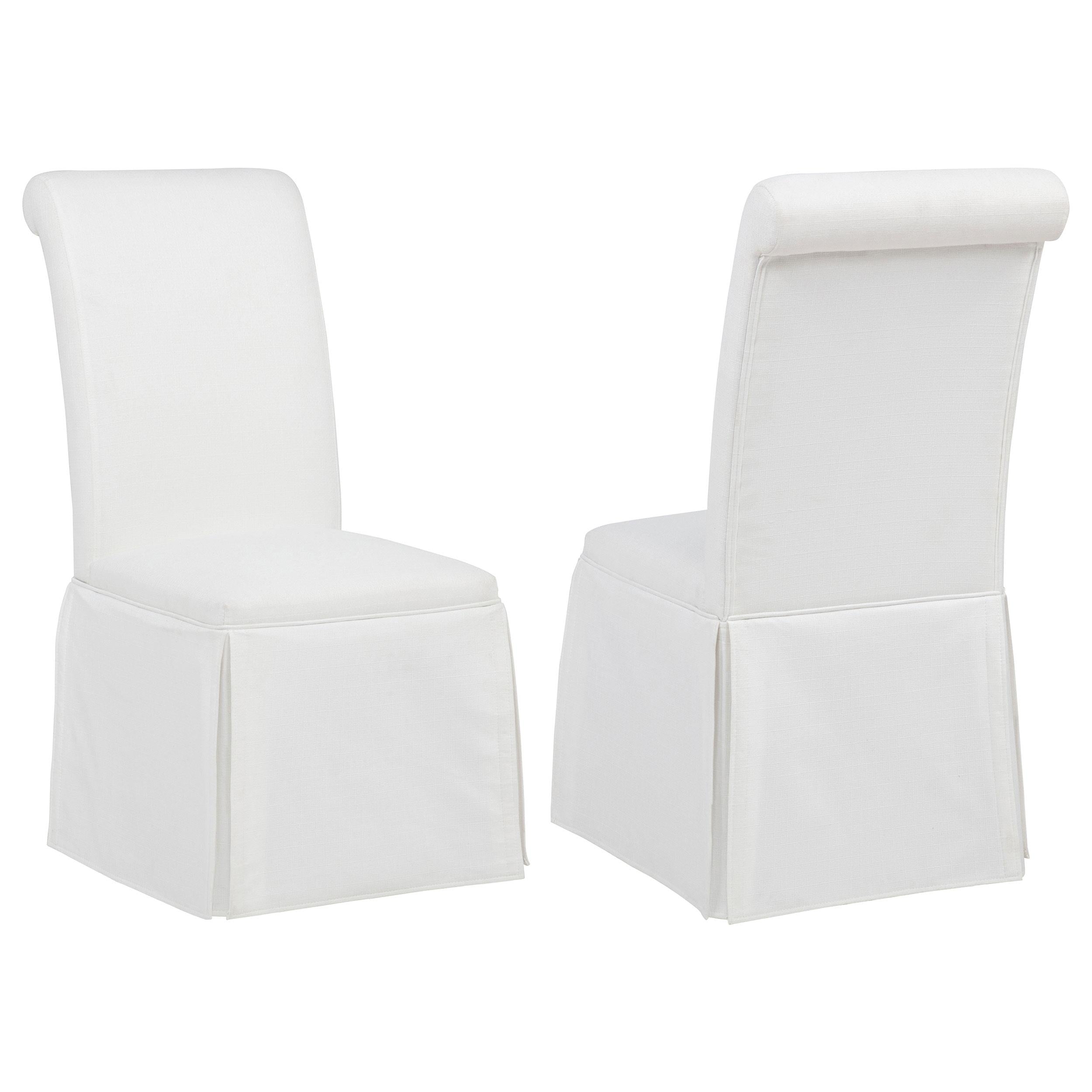 Coaster Furniture Shawna 193912WHT Set of 2 Upholstered Skirted Side Chair - White IMAGE 1