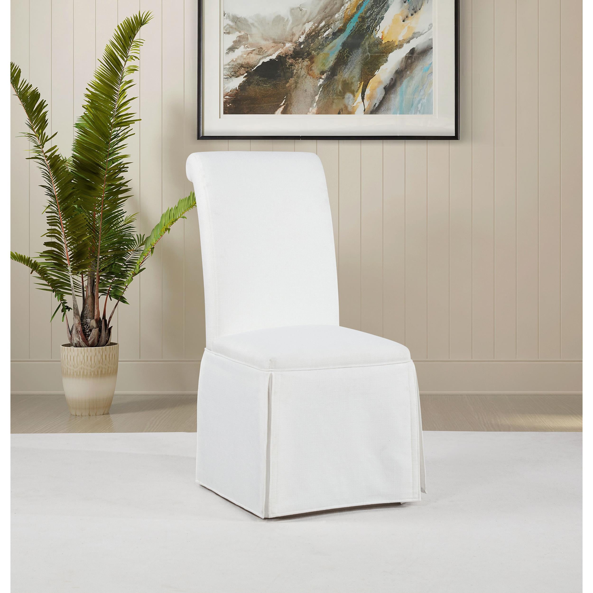  Coaster Furniture Shawna 193912WHT Set of 2 Upholstered Skirted Side Chair - White IMAGE 7