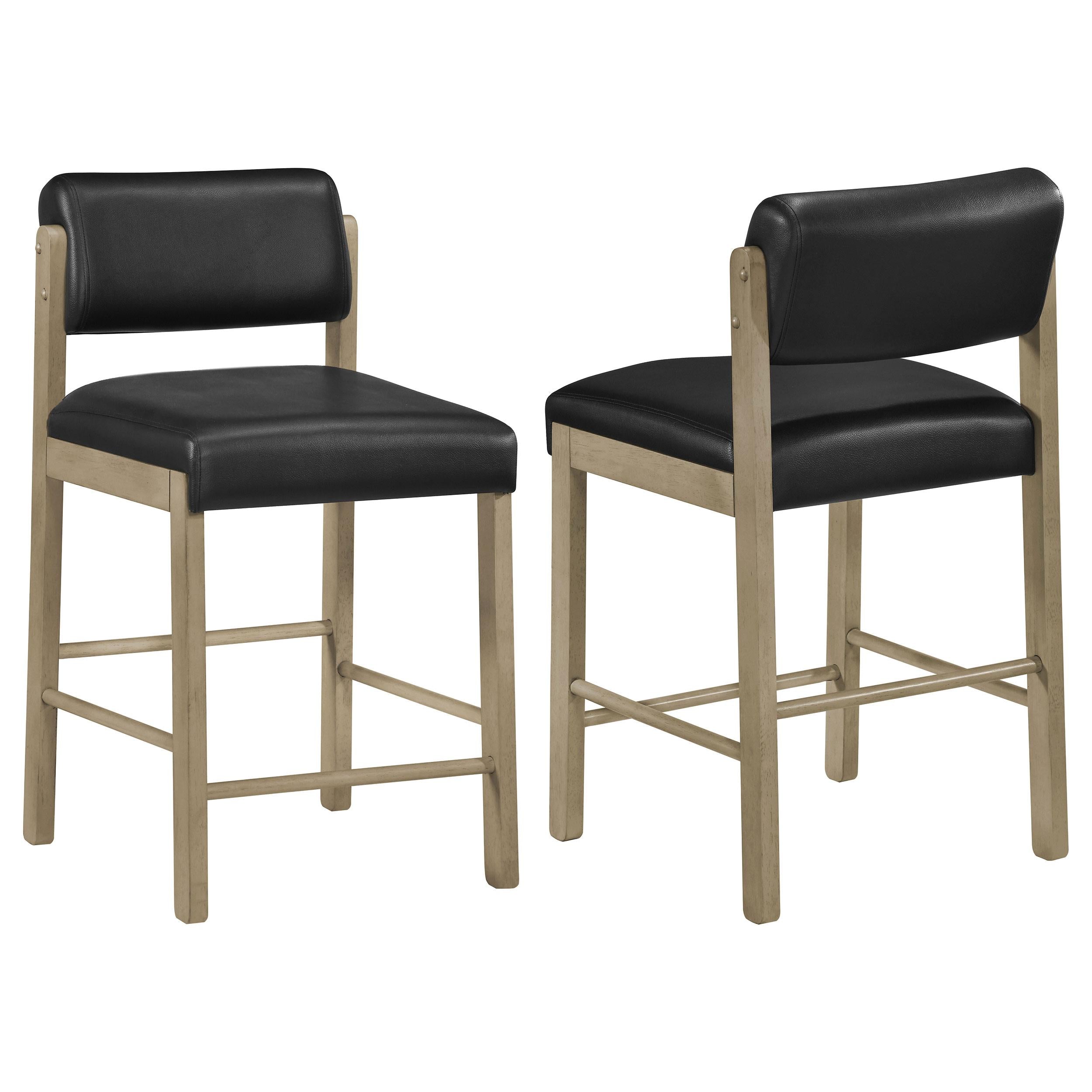  Coaster Furniture Kehoe 193929NAT Set of 2 Upholstered Counter Height Chair - Black/Natural Oak IMAGE 1