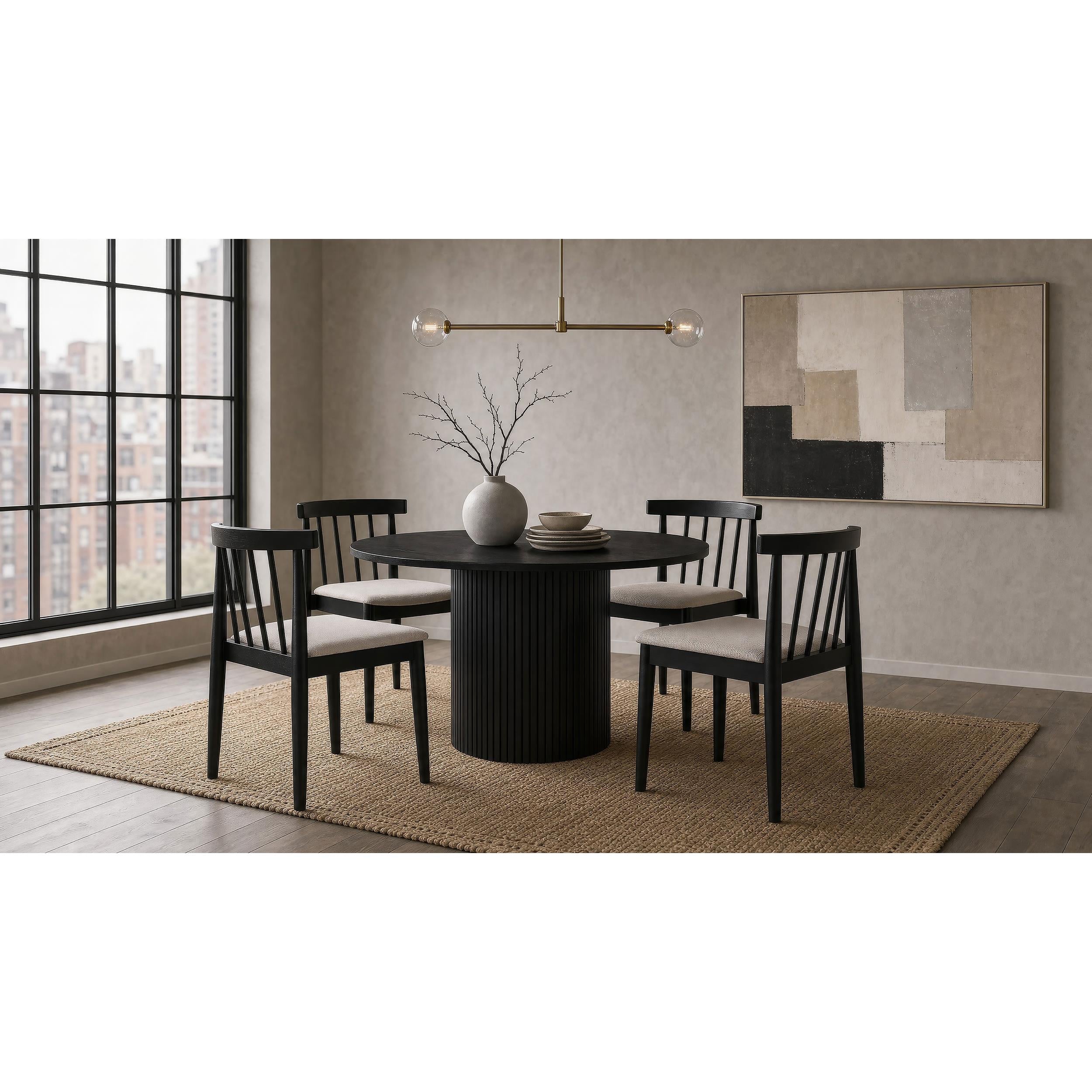  Coaster Furniture Hamlyn 193930BLK 47-inch Round Wood Dining Room Table - Black IMAGE 2