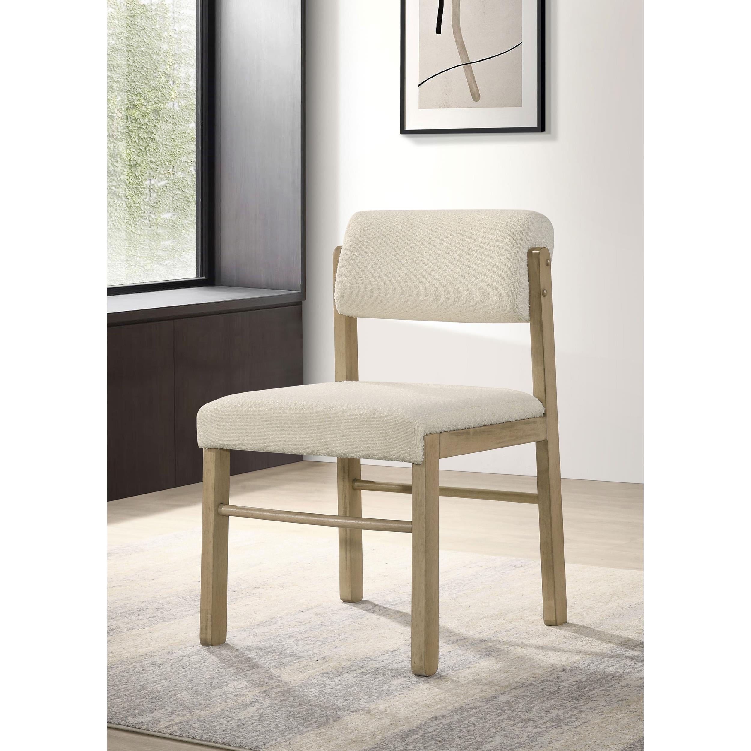  Coaster Furniture Kehoe 193932NAT Set of 2 Upholstered Dining Side Chair - Cream/Natural Oak IMAGE 4