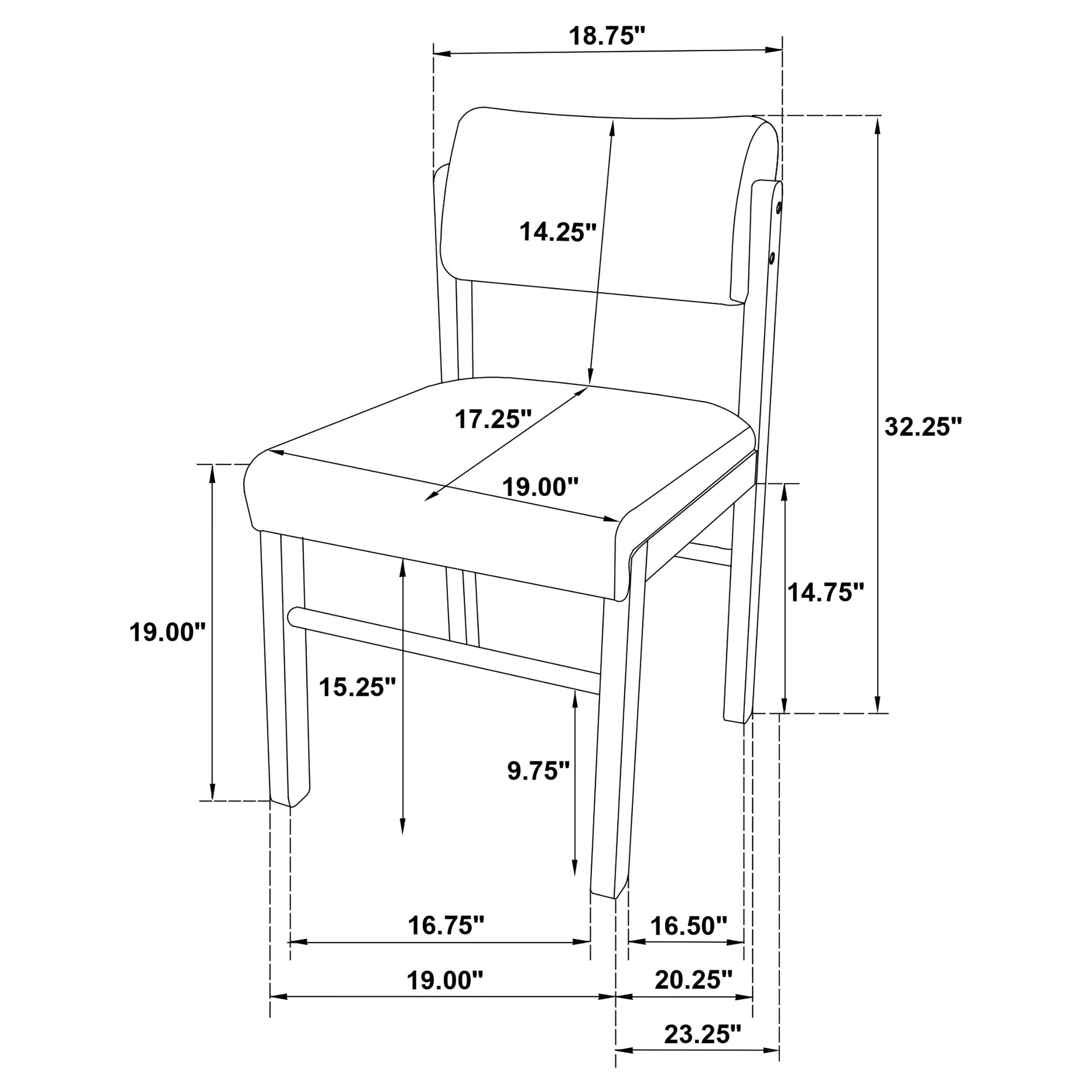 Coaster Furniture Kehoe 193932WAL Set of 2 Upholstered Dining Side Chair - Cream/Walnut IMAGE 13