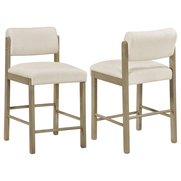 Coaster Furniture Kehoe 193939NAT Set of 2 Upholstered Counter Height Chair - Cream/Natural Oak