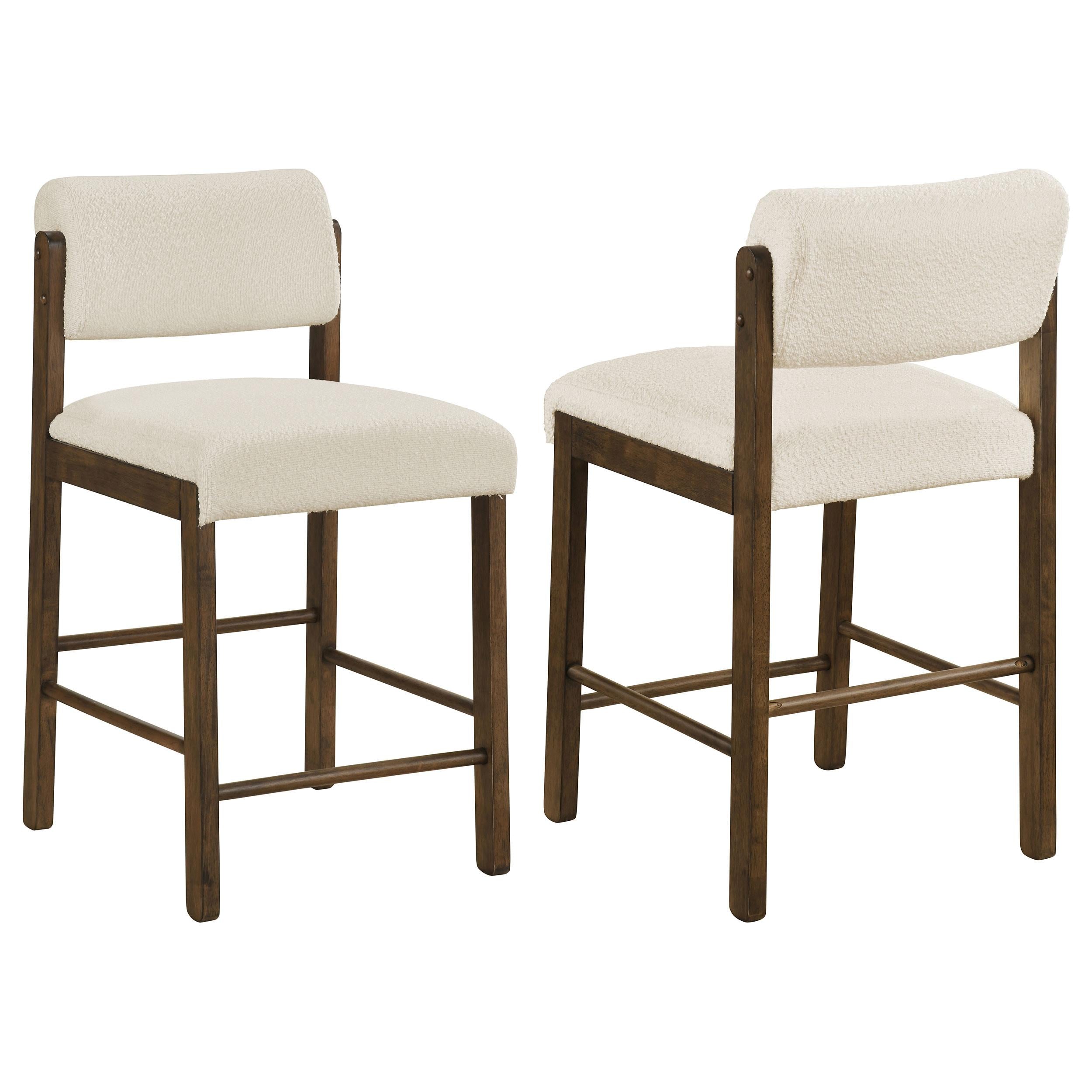  Coaster Furniture Kehoe 193939WAL Set of 2 Upholstered Counter Height Chair - Cream/Walnut IMAGE 1