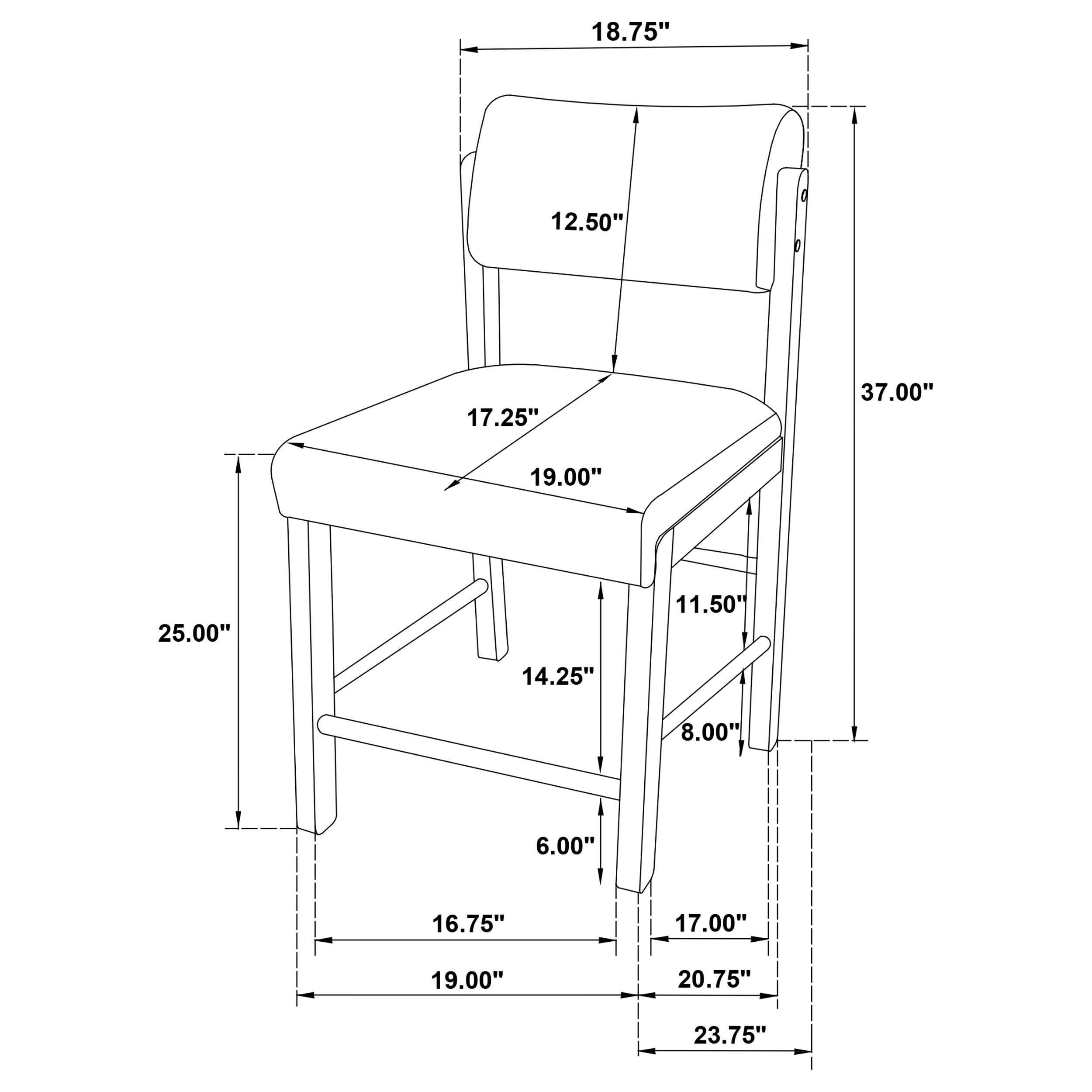  Coaster Furniture Kehoe 193939WAL Set of 2 Upholstered Counter Height Chair - Cream/Walnut IMAGE 9
