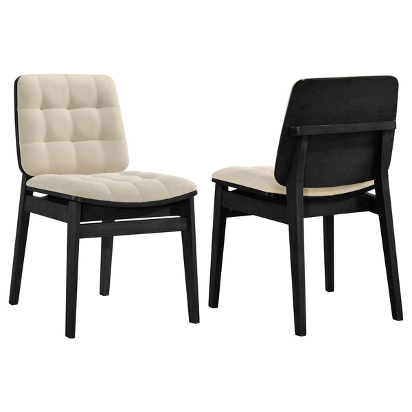 Coaster Furniture Redbridge 193952BLK Set of 2 Velvet Upholstered Side Chair - Cream/Black