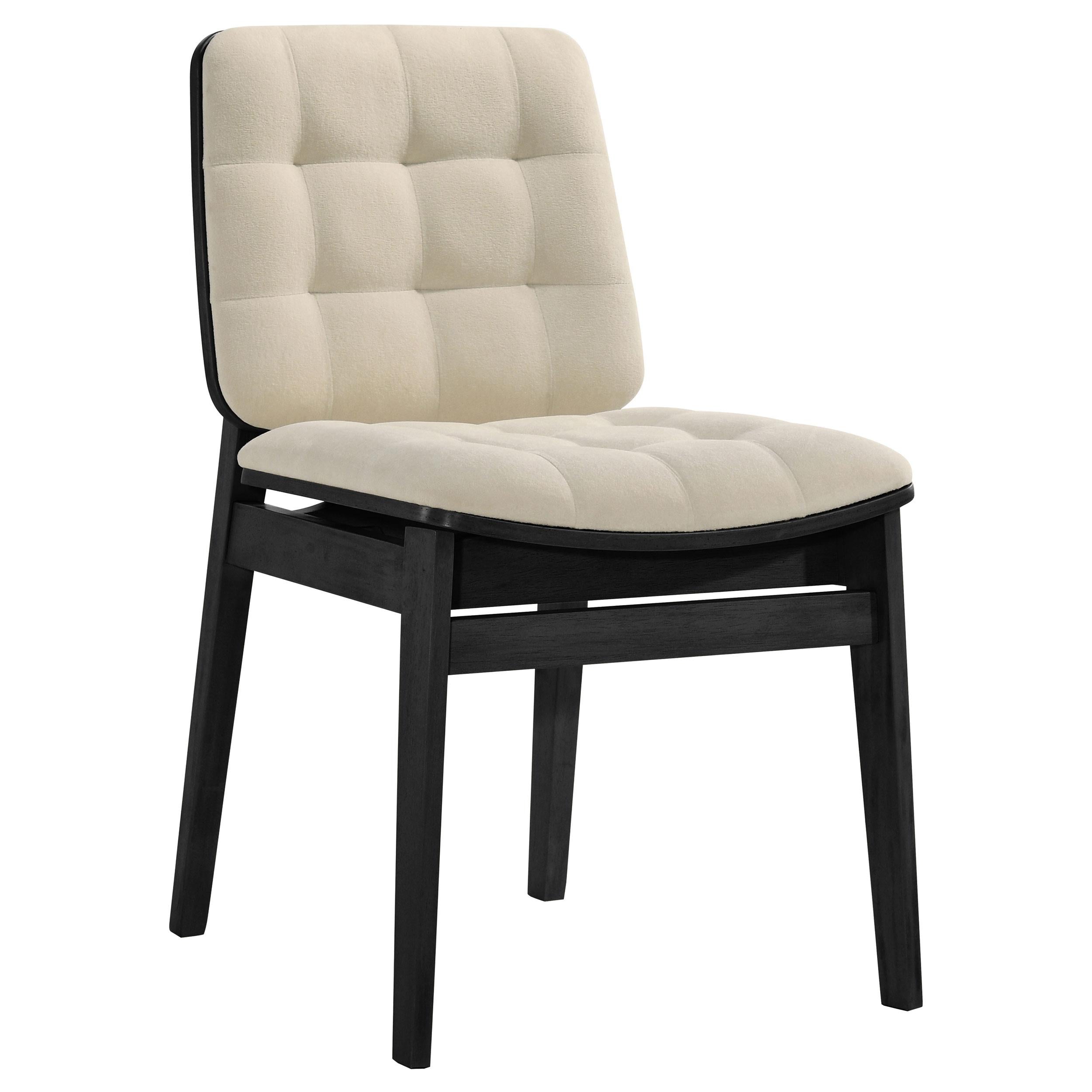  Coaster Furniture Redbridge 193952BLK Set of 2 Velvet Upholstered Side Chair - Cream/Black IMAGE 3
