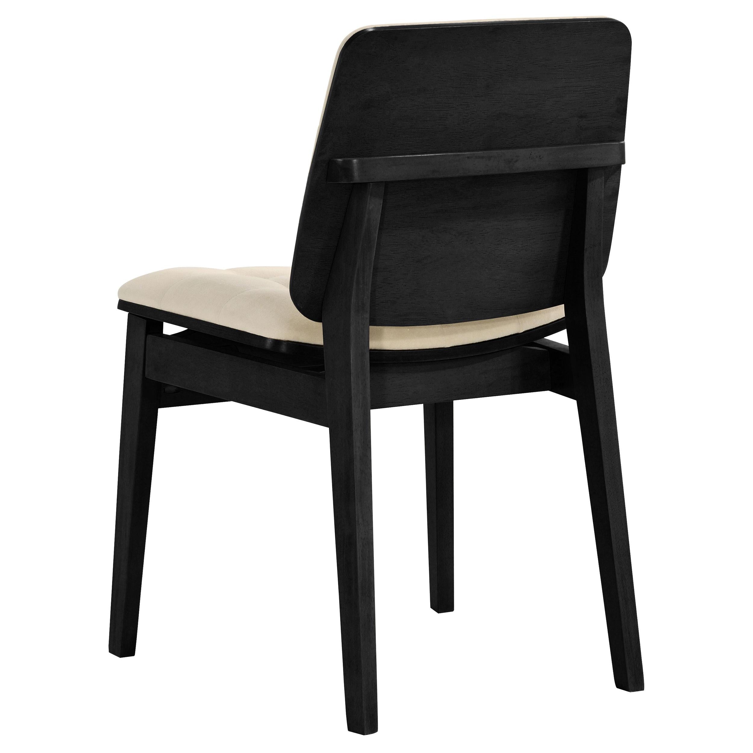  Coaster Furniture Redbridge 193952BLK Set of 2 Velvet Upholstered Side Chair - Cream/Black IMAGE 4