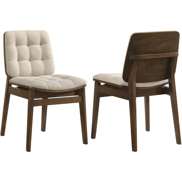 Coaster Furniture Redbridge 193952WAL Set of 2 Velvet Upholstered Side Chair - Cream/Walnut